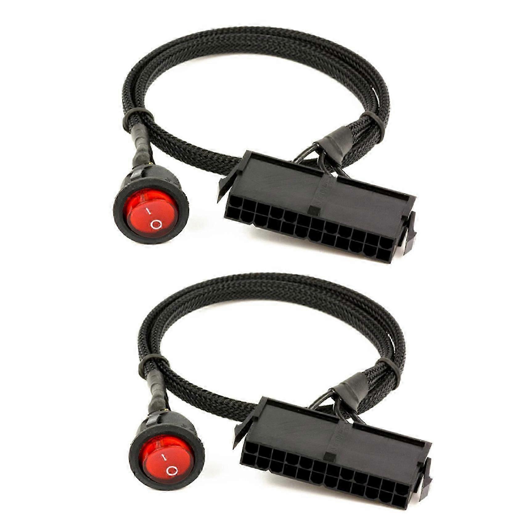 2X 24-Pin Female ATX PSU PC Power Supply Starter Tester Start Up Jumper Ridge Cable with ON/OFF Swi