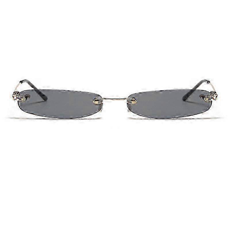 Mimigo Tiny Rimless Rectangle Slim Sunglasses Slender Metal Frame Rectangular Sunglasses Candy Colors (noir, rose, violet, jaune)