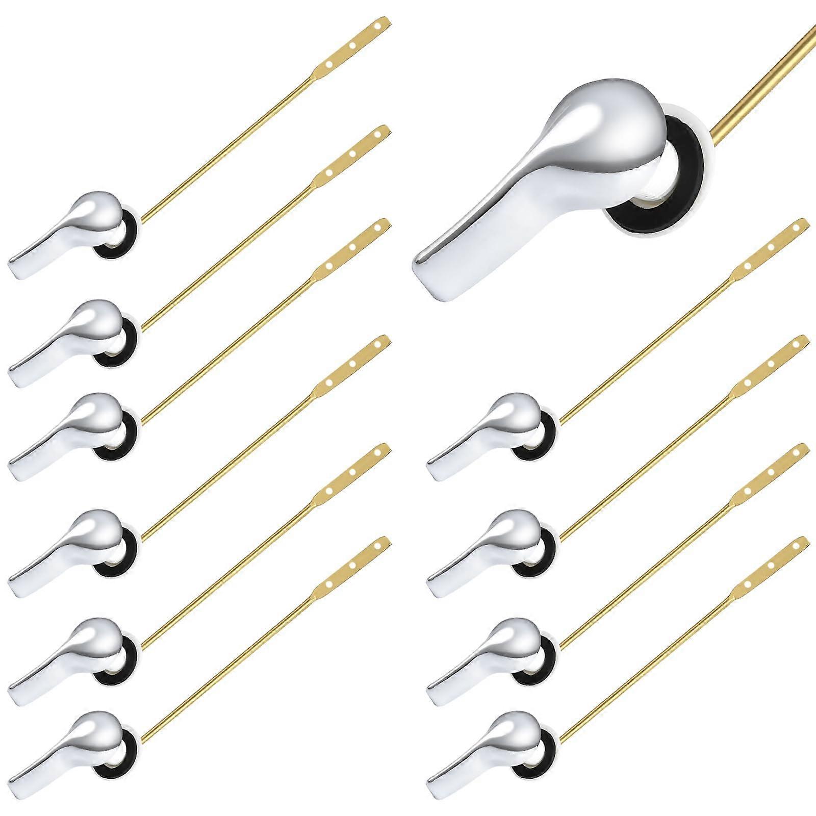 10Pcs Toilet Flush Handle Replacement, Front Mount Brass Universal Flush Lever Replacement, Toilet Handle Trip Lever Fits Most Toilets