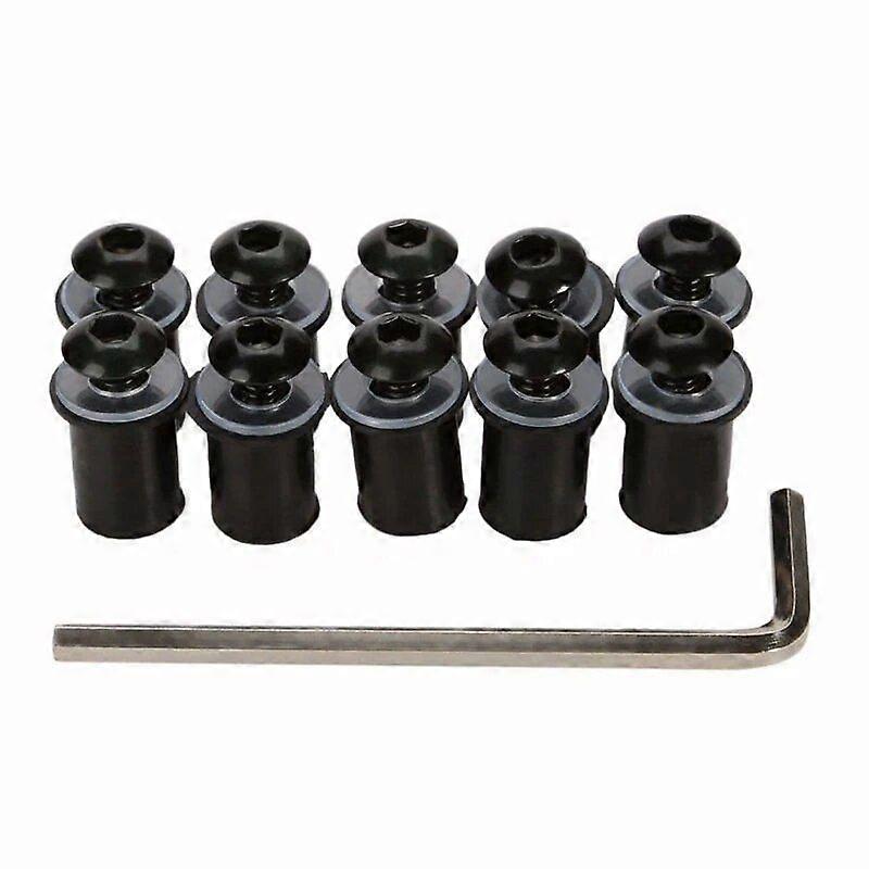 10PCS Motorcycle Windscreen Windshield Fairing Bolt Screw Kit Well Nuts M5 15mm
