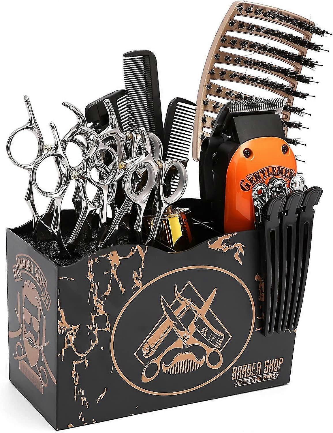 Large Capacity Barber Organizer Box with Scissors Rack & Tool Storage - Stylish & Durable Hairdressing Accessory