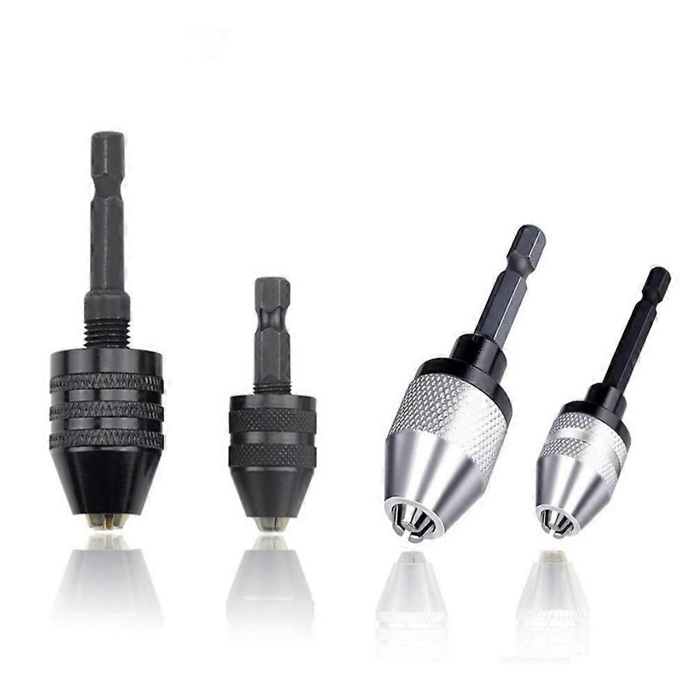 4PCS 1/4" Hex Shank Mini Keyless Drill Chuck Set 0.3mm-6.5mm Quick Change Adapter for Electric Drill DIY Tools