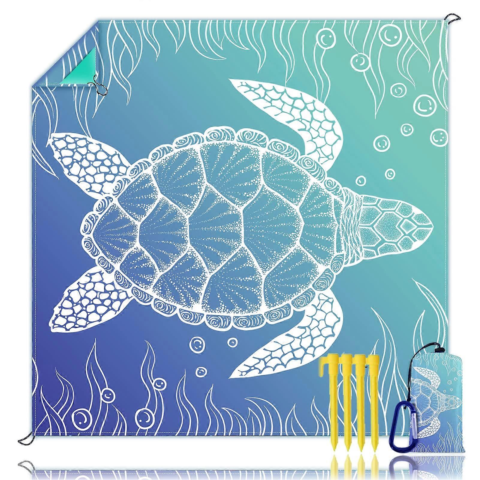 Beach blanket, waterproof sand permeable beach matwork 79 x 83 inch 4-6 adults, light blanket picnic