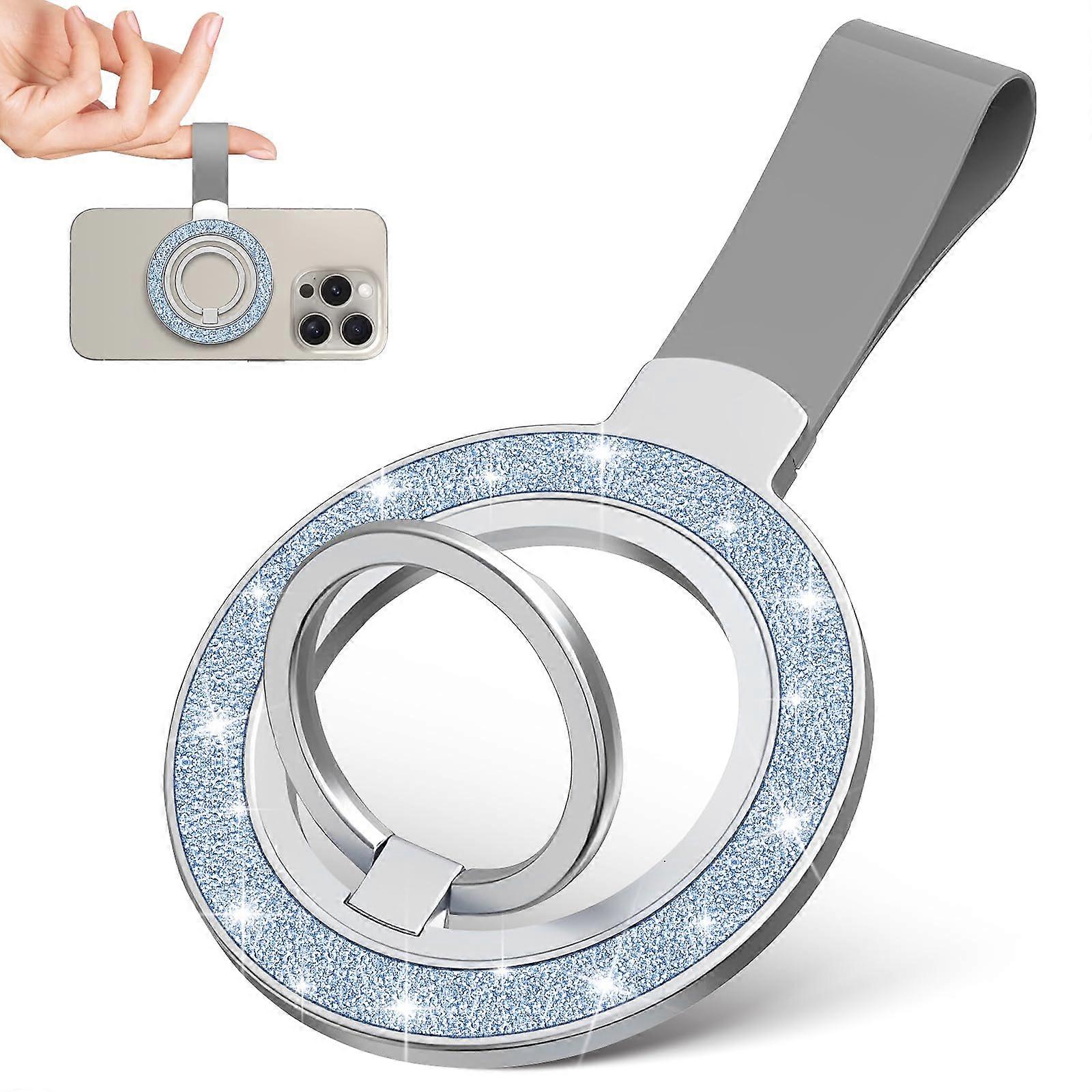 Phone Ring Holder for MagSafe, Upgraded Magnetic Grip Stand Kickstand for iPhone and Android, Two-Sided Magnetic Design