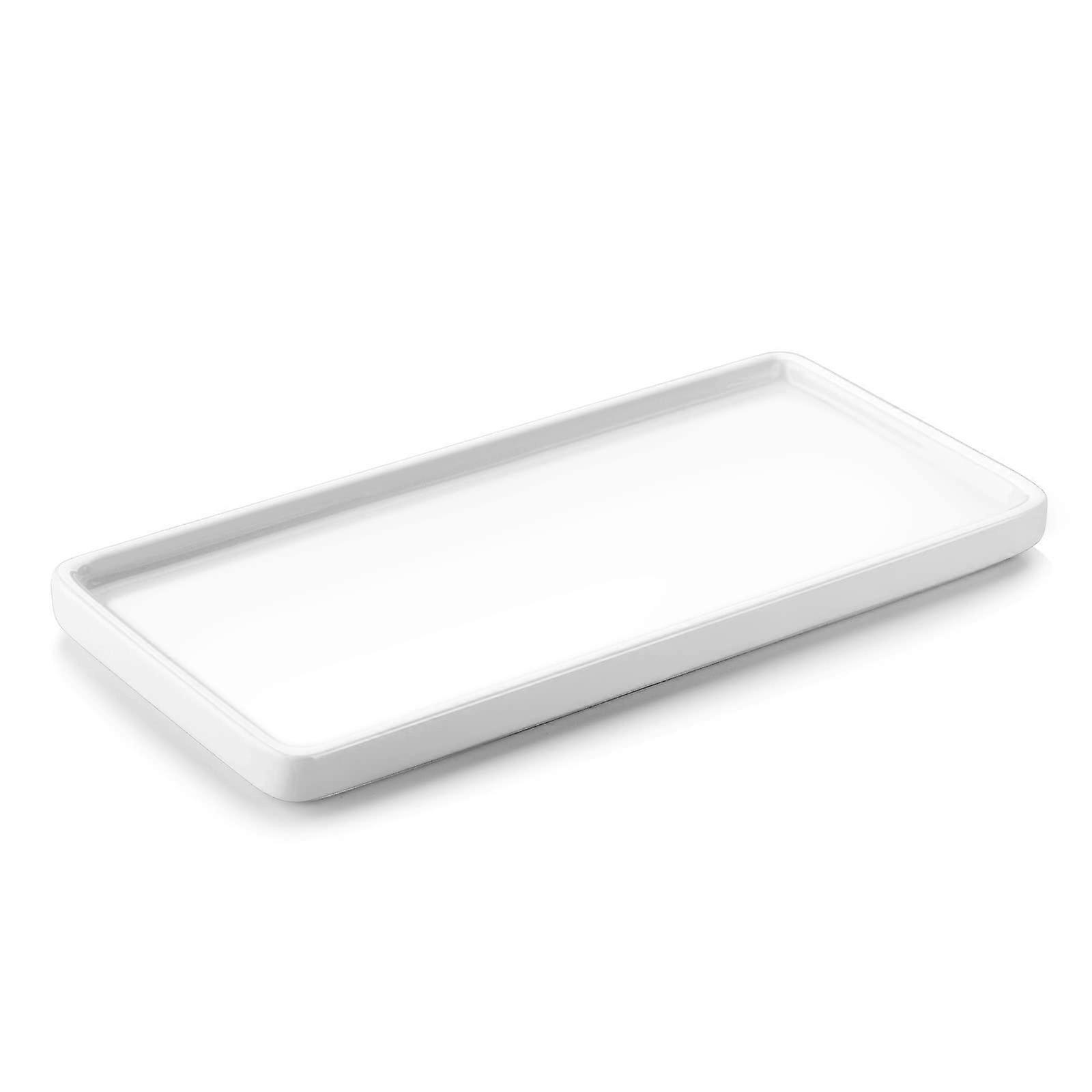 Small Rectangular Ceramic Makeup Tray for Bathroom Sink, Soap Holder Bathtub Organizer, 6-Inch Set/1
