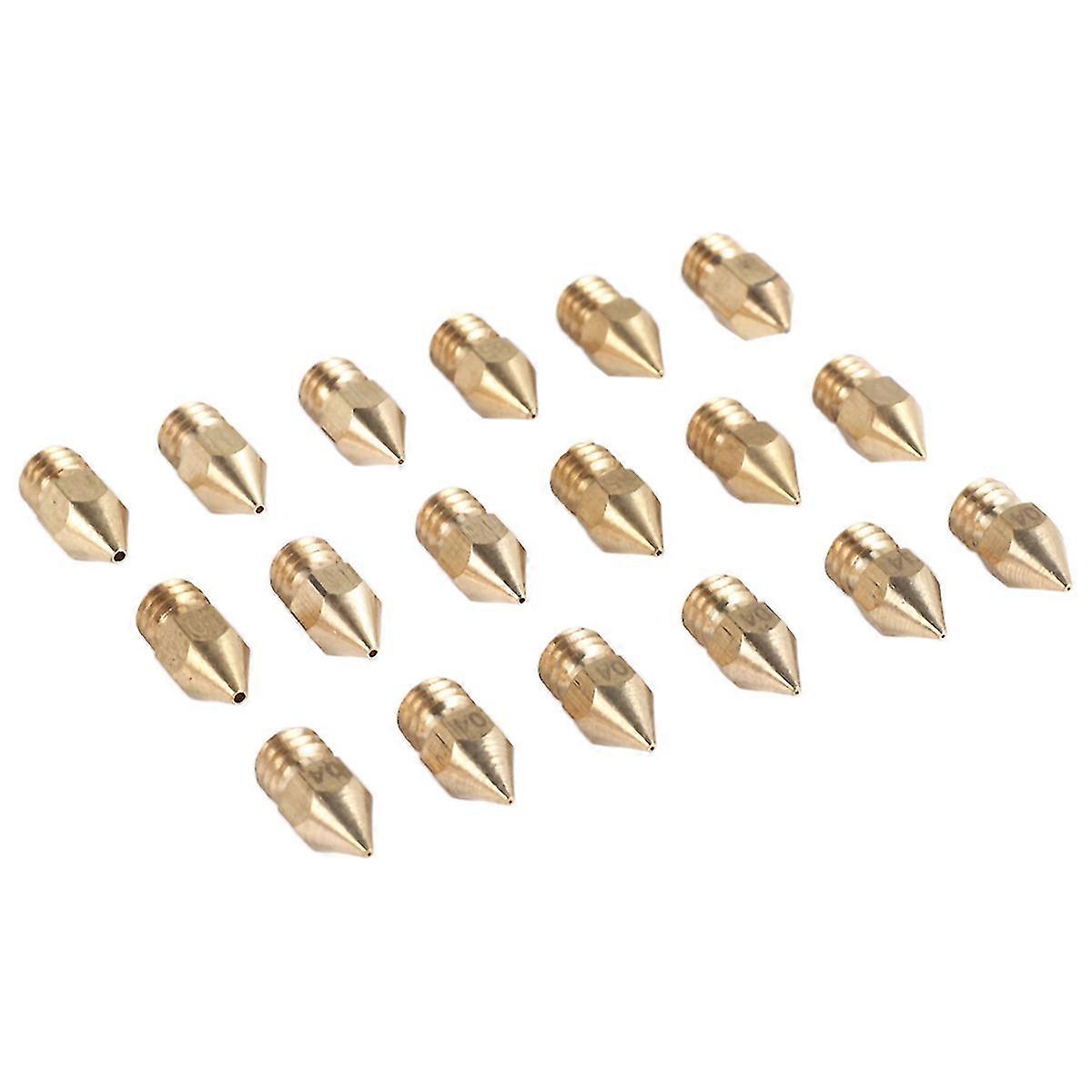 18 Pcs 3D Printer Nozzles M6 Extruder Brass Nozzle Print Head (2x0.2mm+2x0.3mm+6x0.4mm+2x0.5mm+2x0.6 NN