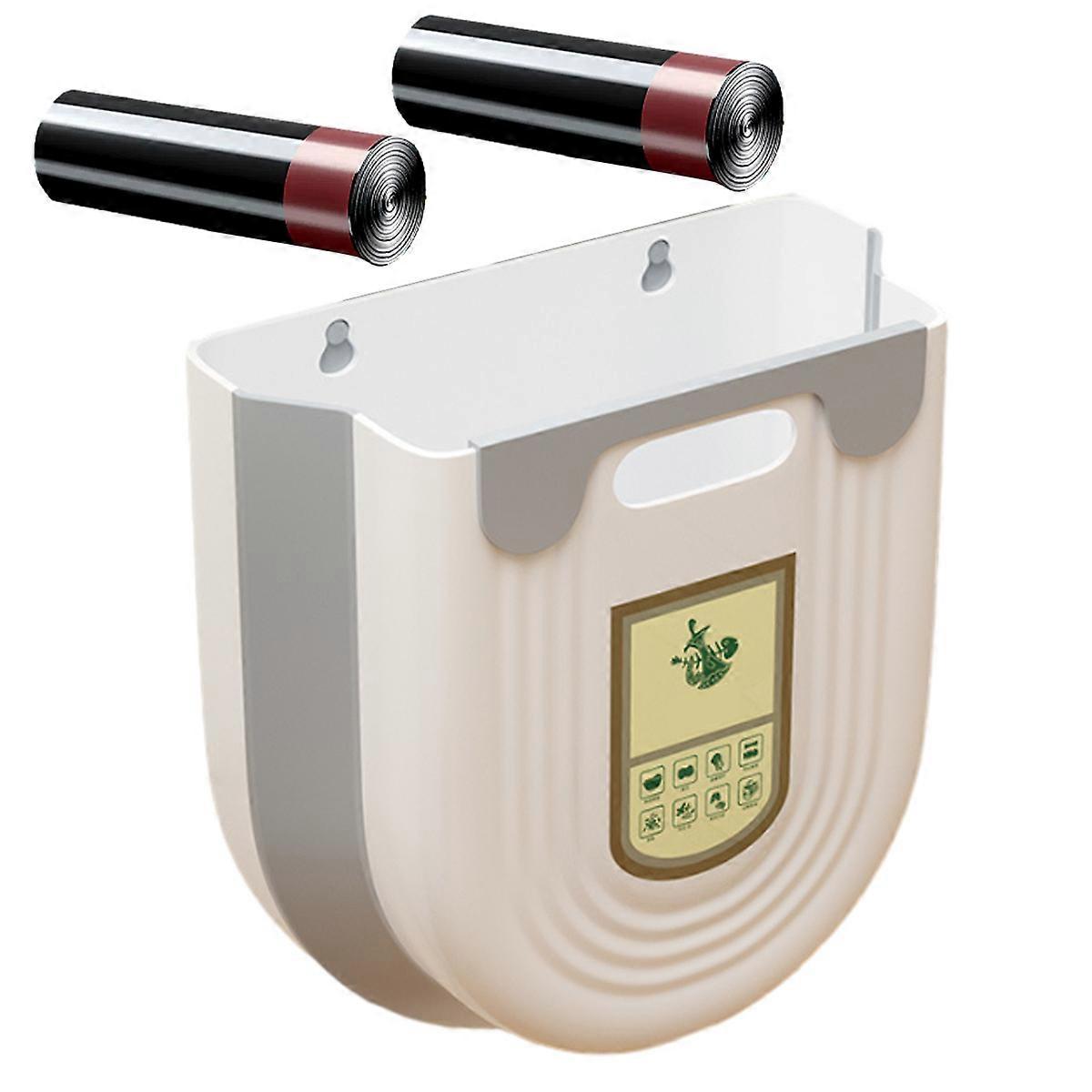 Hanging Kitchen Trash Can,Collapsible Small Garbage Can for Kitchen,Foldable Compost Bin with Trash Bag Holder for Cabinet