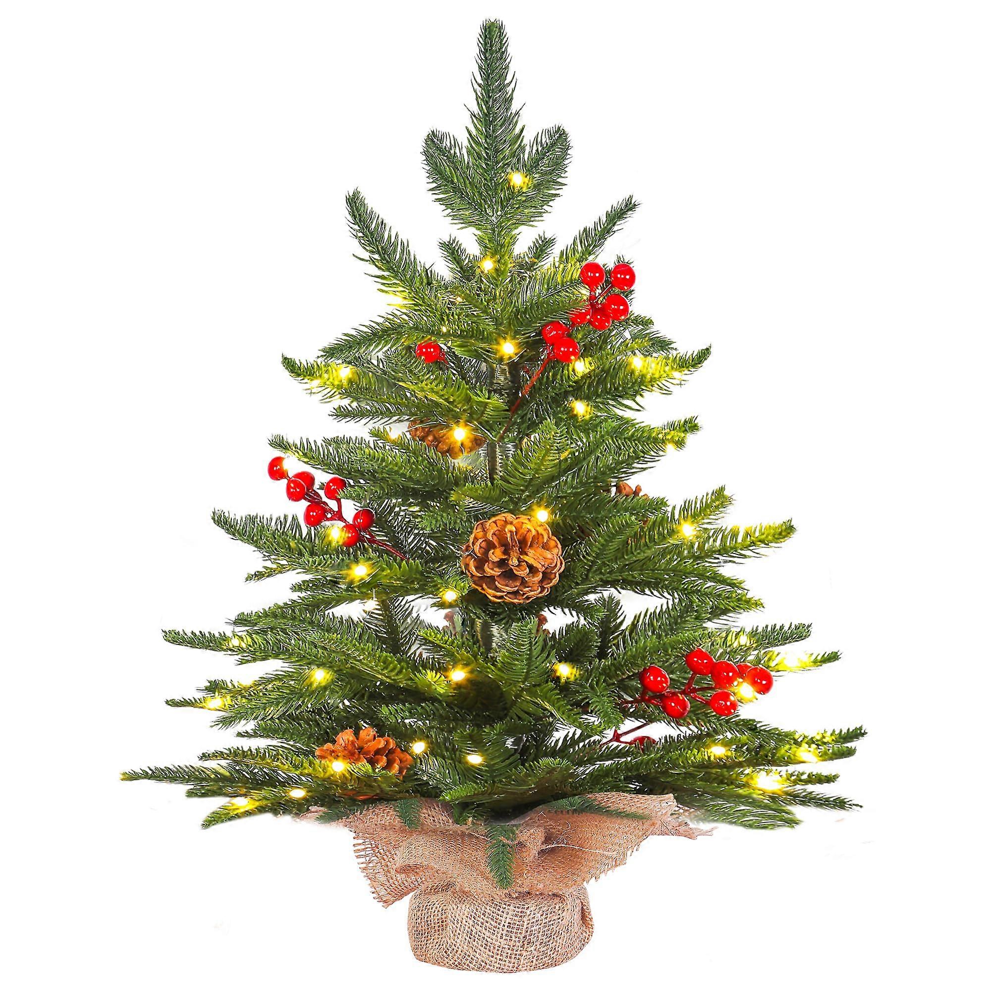 Small Christmas Tree 2 ft Mini Fir Artificial Xmas Tree 50 LED Lights with 8 Lighting Modes for Tabletop Decor