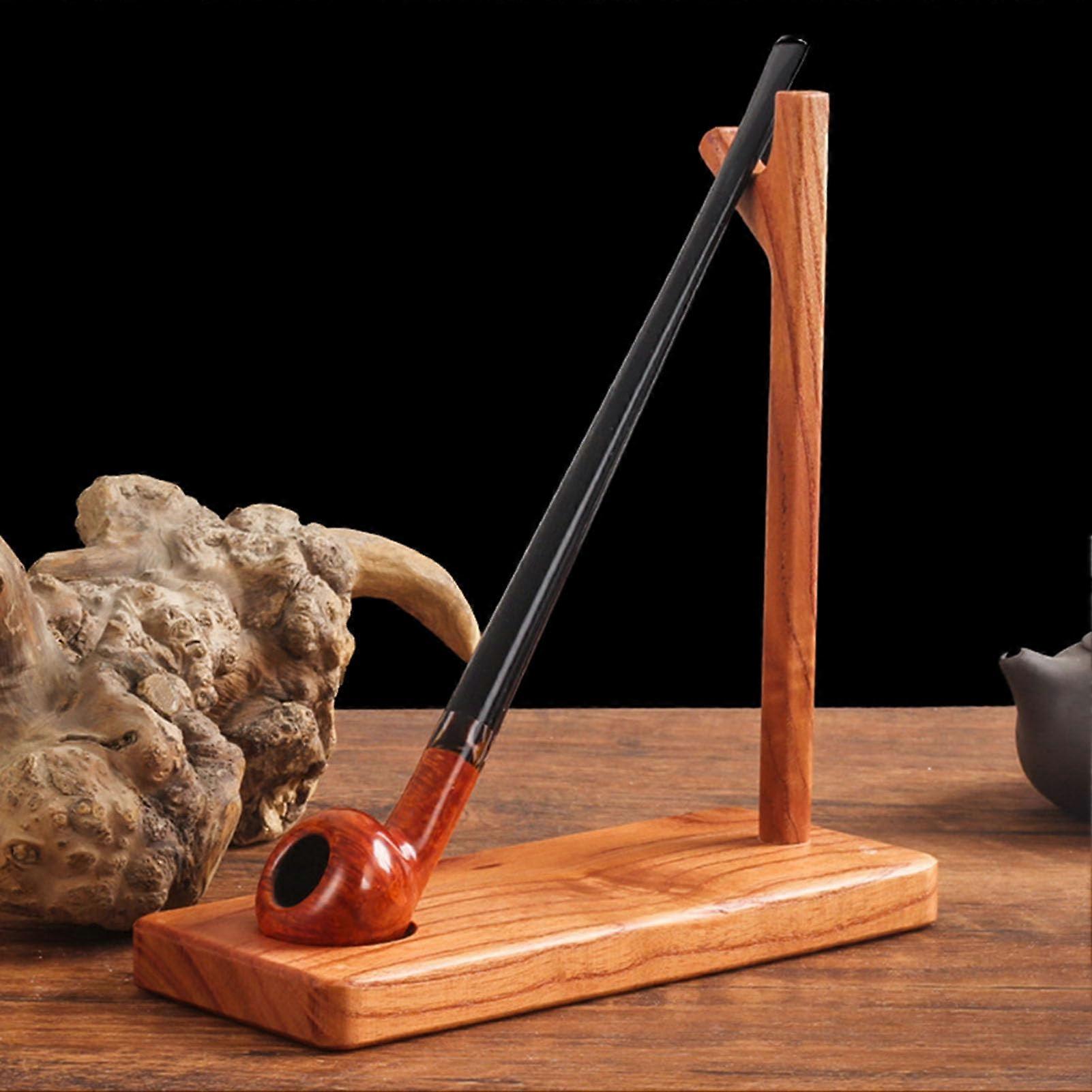 Wooden Pipe Stand for One Tobacco Pipe, Stable SpaceSaving Display Rack, Durable Solid Build