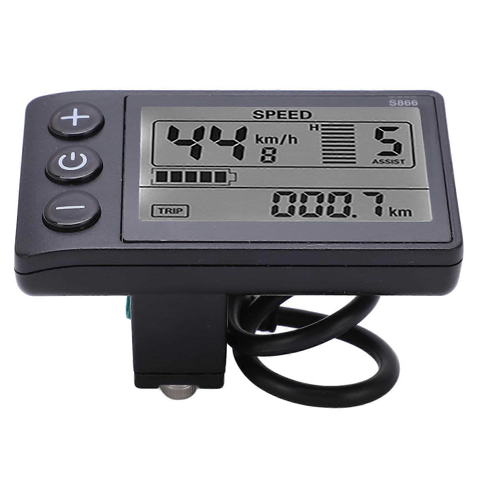 S866Electric Bike LCD Display Electric Cycle S866 LCD Display Meter 24V 36V 48V Control Panel with Water Resistant Plug Electric Bike LCD Display