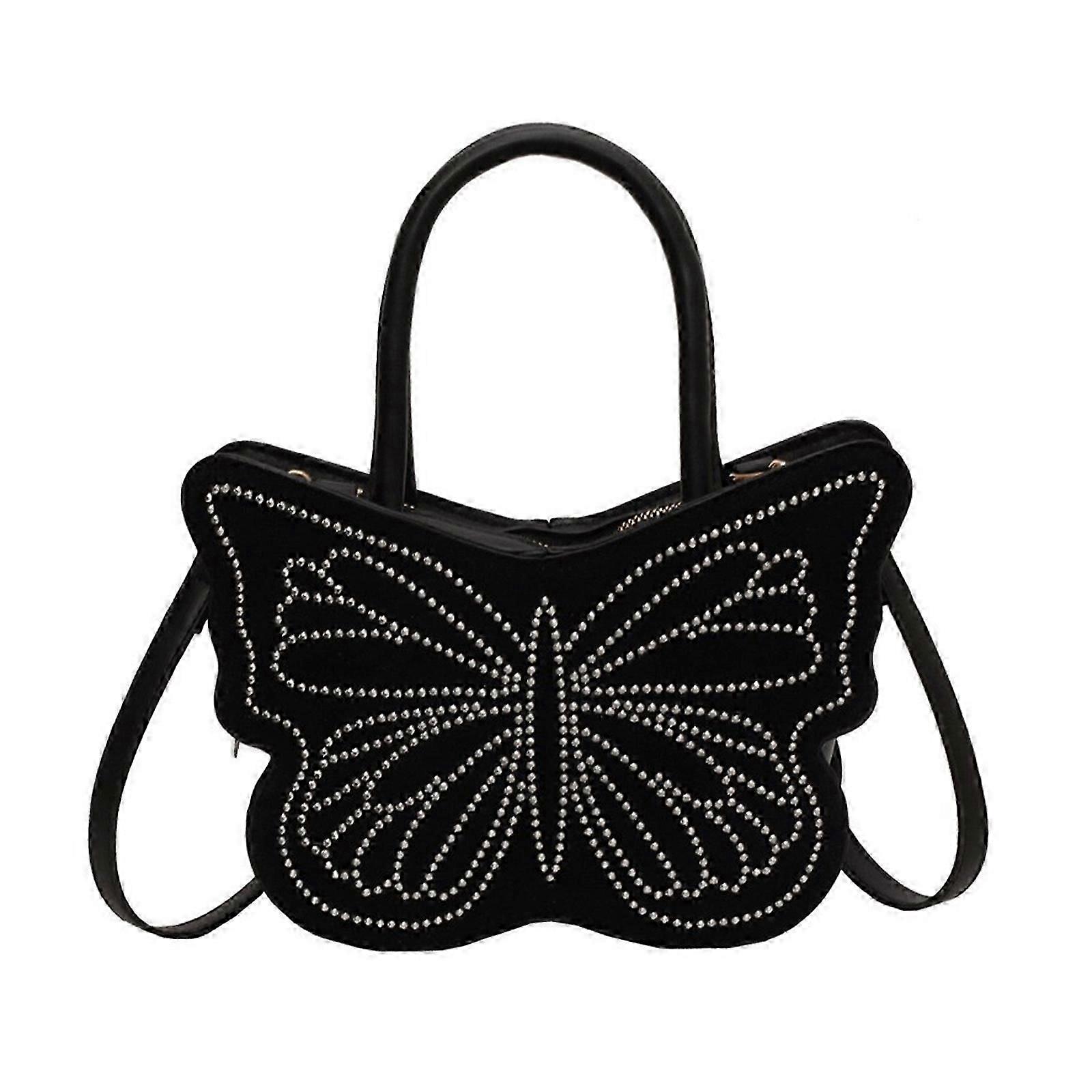Bolsa de ombro em forma de borboleta de couro PU Bolsa elegante com zíper com alça superior para compras de mulheres na Borgonha