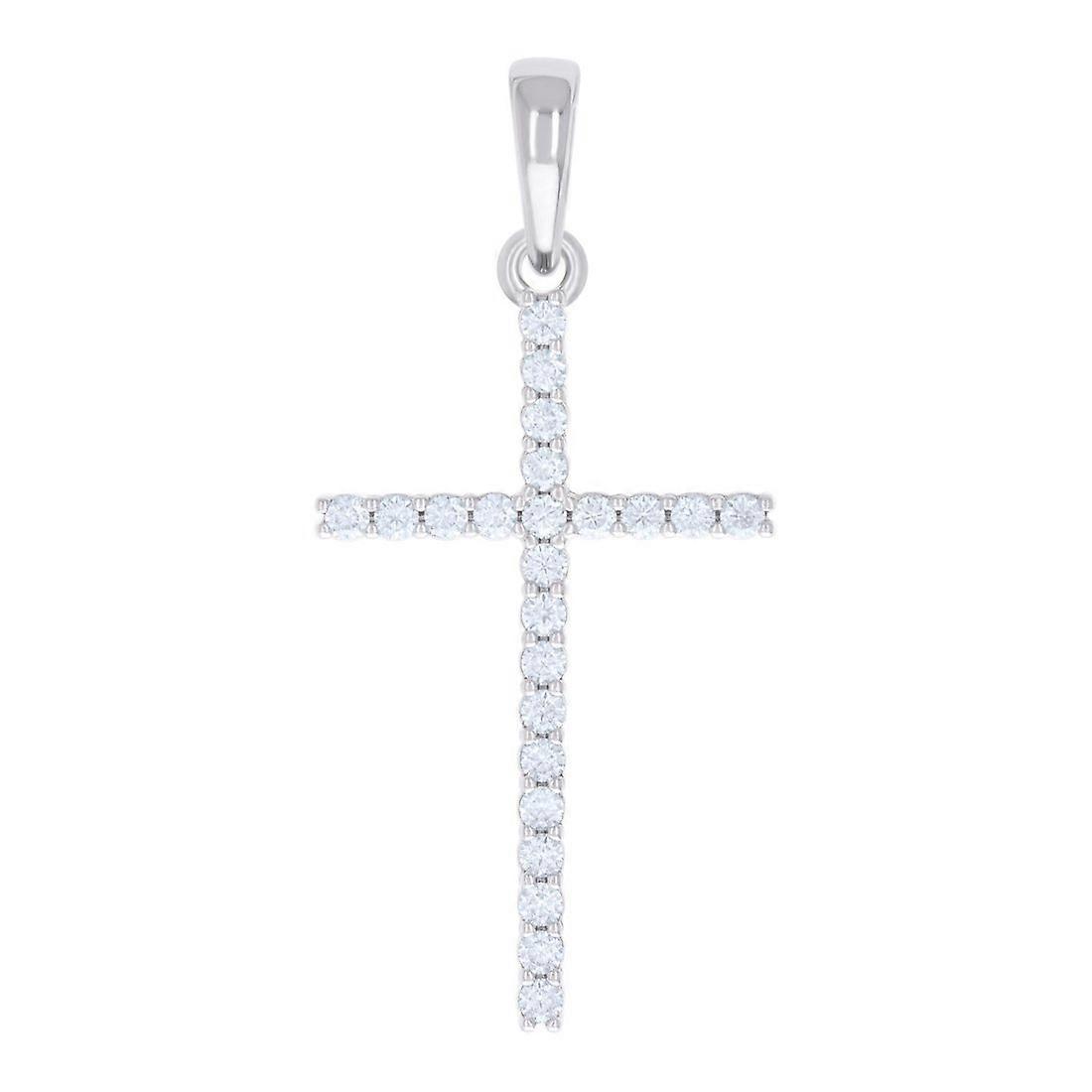 925 Sterling Silver Womens 0.72ct Moissanite Cross Religious Charm Pendant Necklace 41.7x19.5mm Wide-Pendant for Women