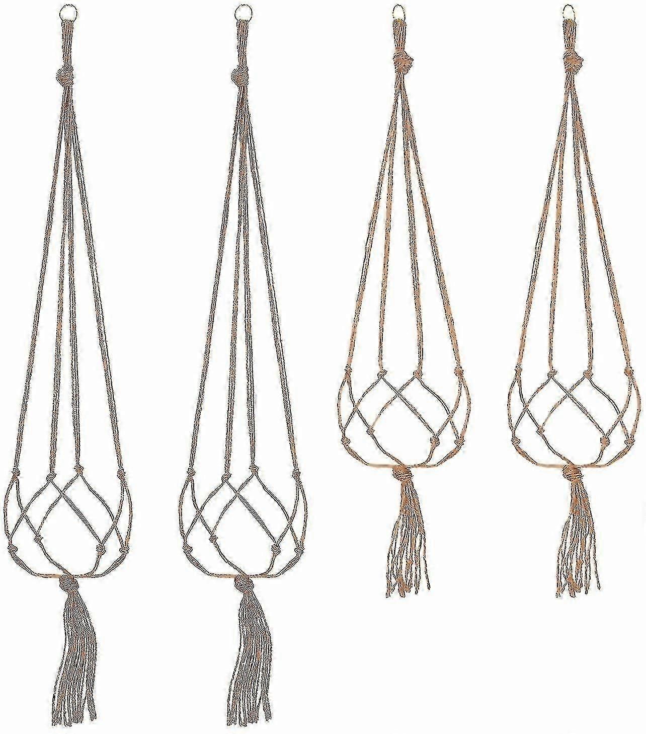 4pcs شنقا حبل Macrame النبات وعاء حامل شنقا مصنع شماعات حديقة الديكور-2pcs 105 سم و 2pcs 90 سم