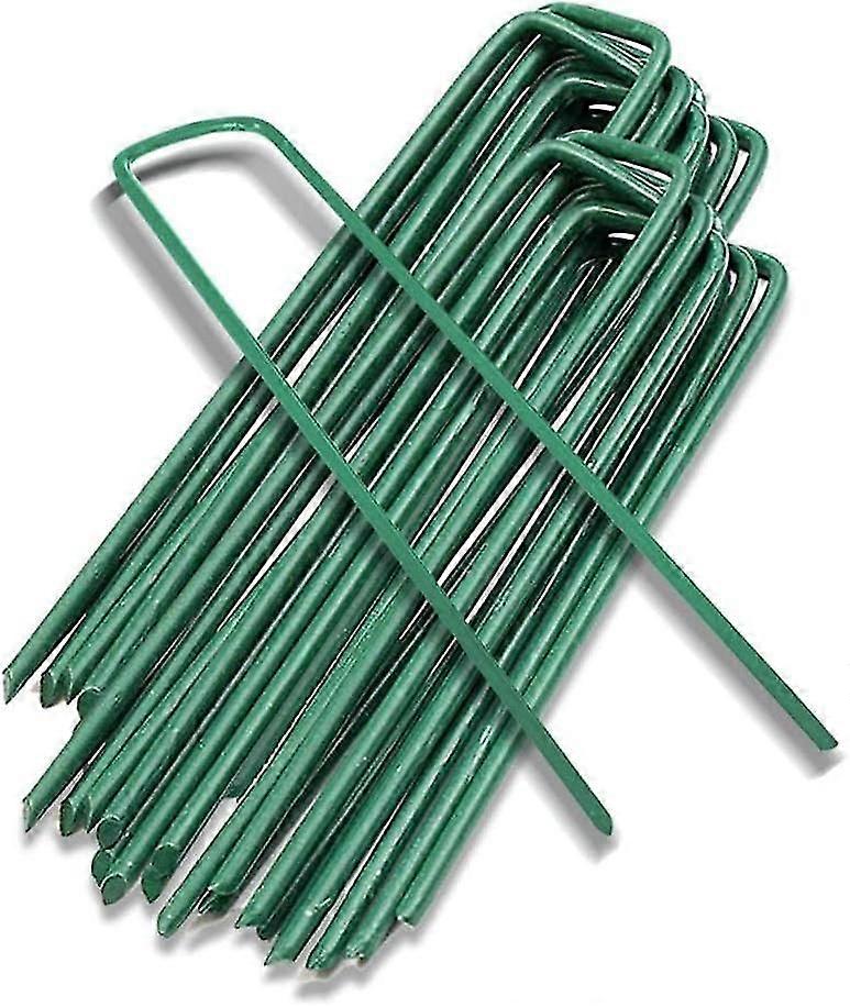 Garden Stakes Peg Fixing Tent Ground Peg Gardening Staples for Fixing Canvas Mulching Fence Barrier Anti-Net Camping Artificial Grass,20pc,Green,15x3