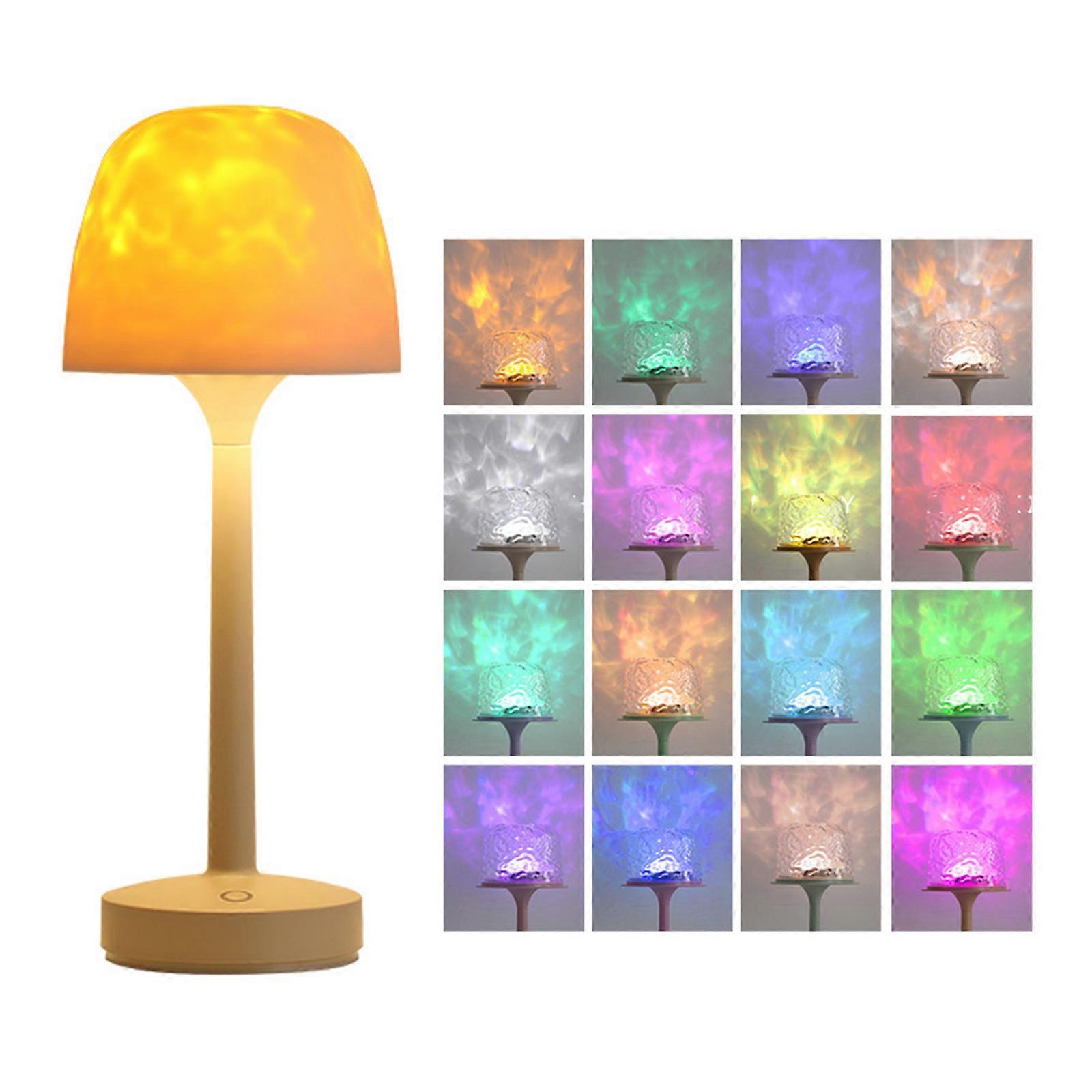 3/16 Color Ocean Ripple Projector Lamp Atmosphere Desk Light Rechargeable Reading Lamp Room Decoration Enduring