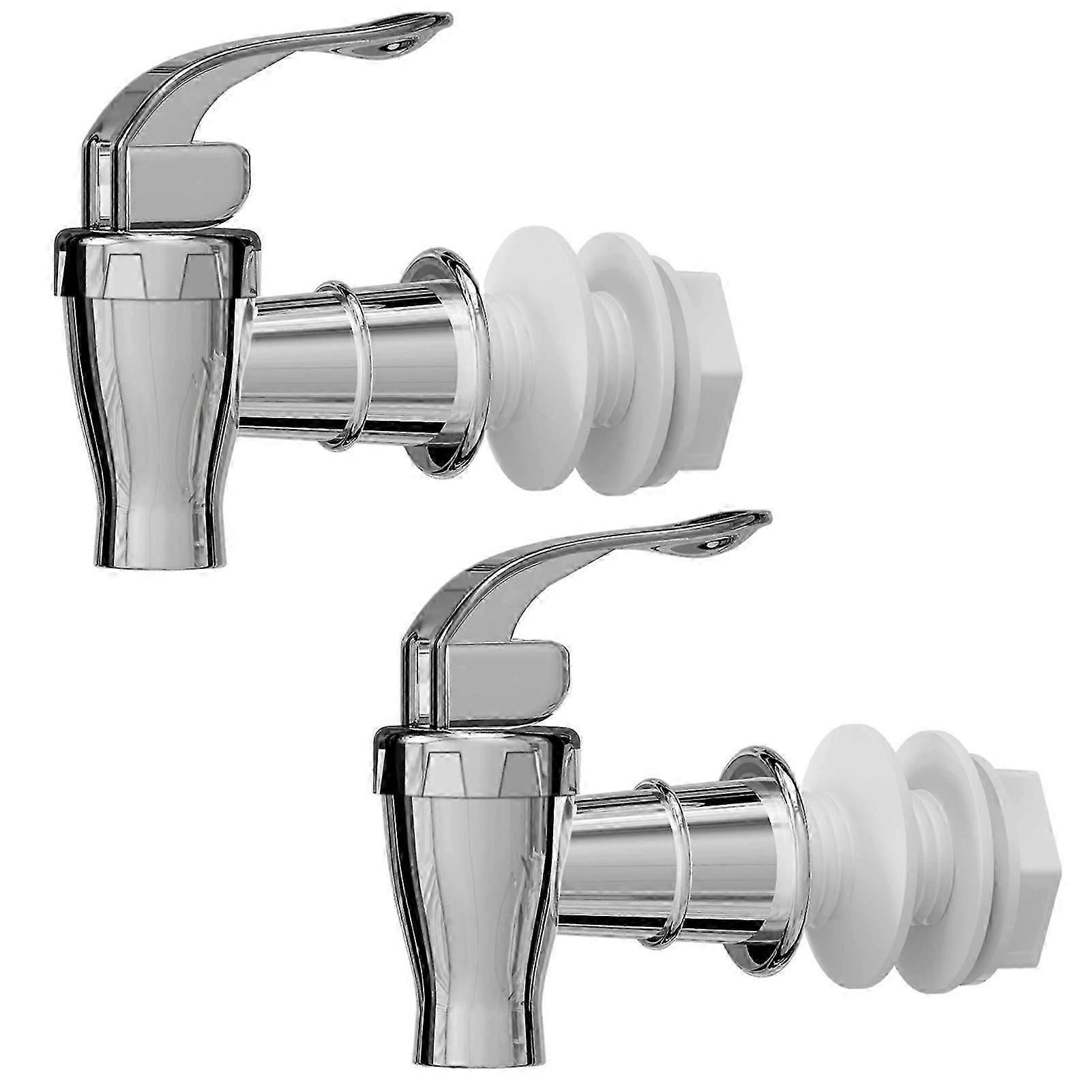 2Pcs Faucets Silver Beverage Dispensers Spigots Push Style Replacement Faucets Flow Control Lever Handle for Glass/Plastic Pitchers Jars Ideal for Par