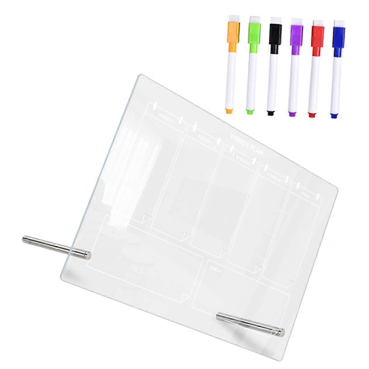 1Set Creative Acrylic Memo Board with Erasable Pen Transparent Message Writing Board Note Board for Home Office and School Use