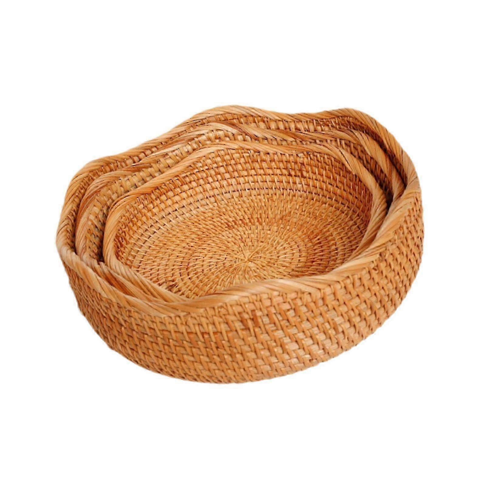 3 stk rotting fruktkurv oppbevaringsskål for spisebord hjemmefrokost-multi-brun