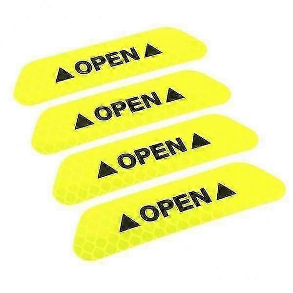 7x 4 Pieces Safety Reflective Open Sign Warning Mark Car Door Stickers Yellow