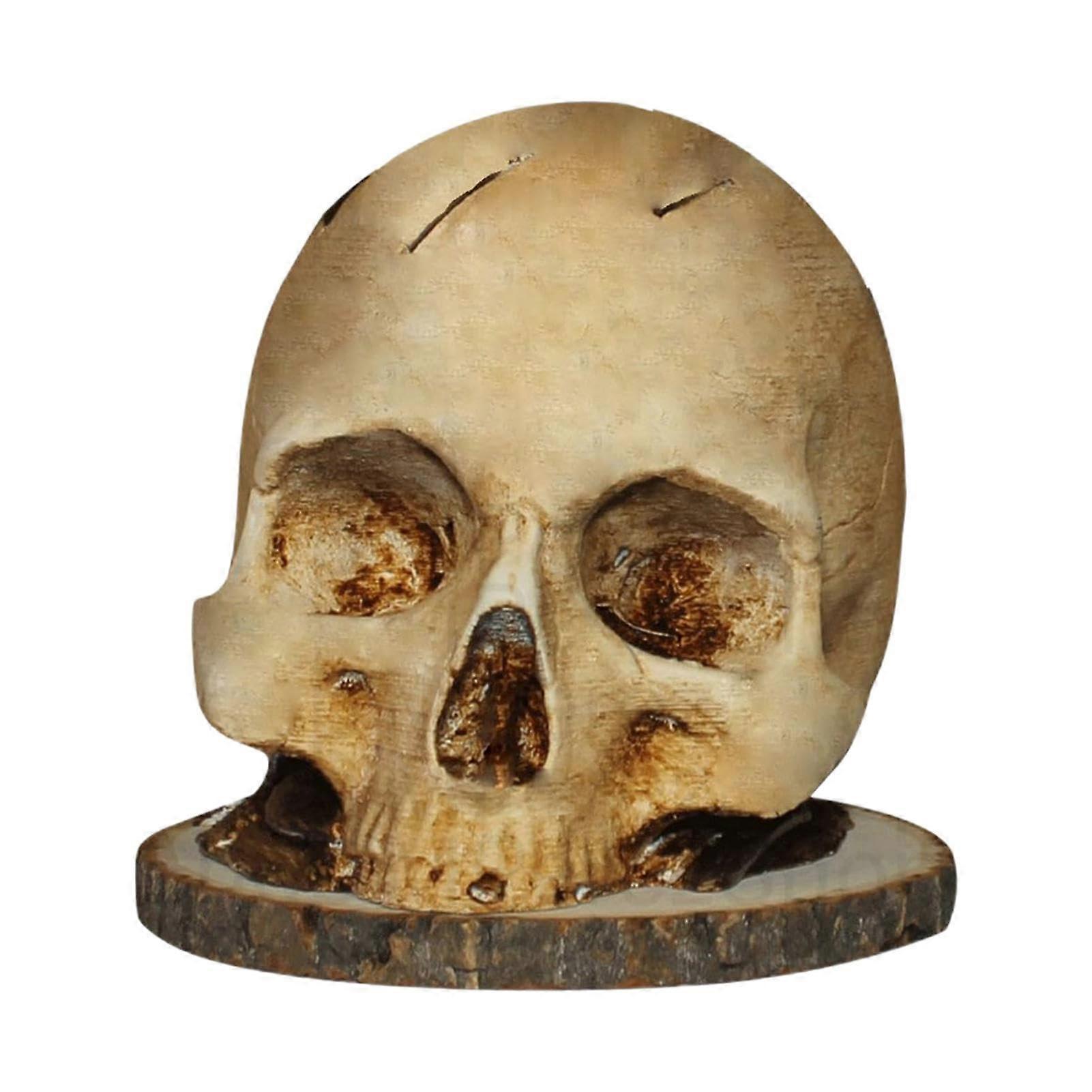 Skeleton knife holder with skull horror motif, head shape, knife organizer