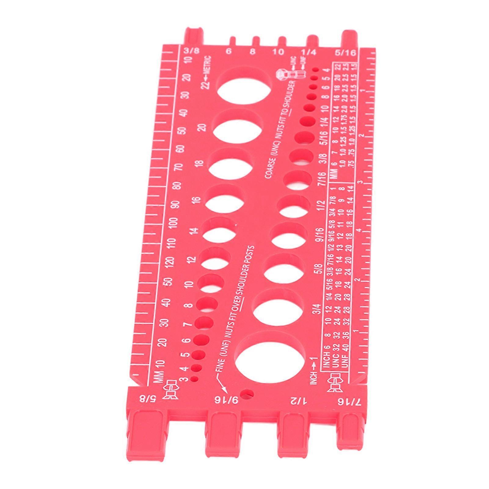 Nut Bolt Screw Gauge Multi Functional Inch Metric Quick Identification Nut Bolt Thread Checker for Workshop Garage Red 