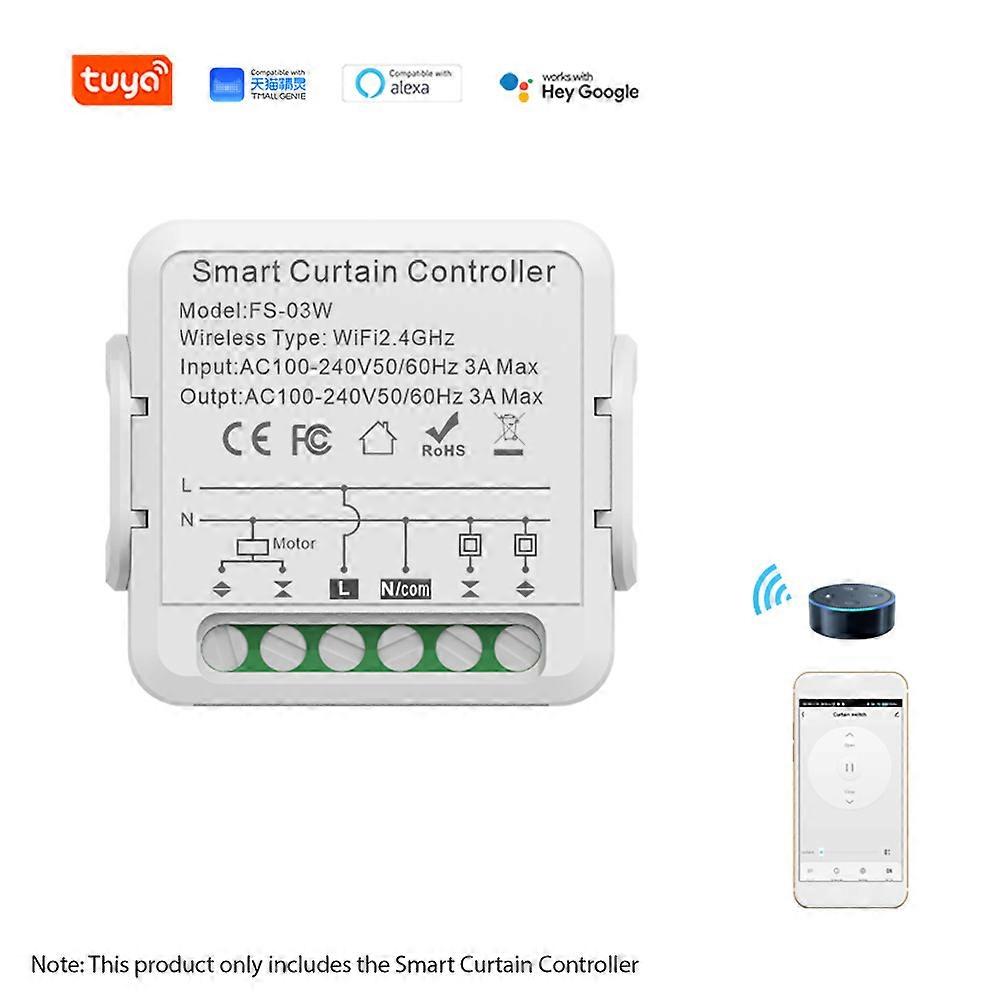 Smart Curtain Controller WiFi Switch Module Tuya APP Compatible for Home Hotel Office, Voice Control, Shared Device Support, Smart Timing Function