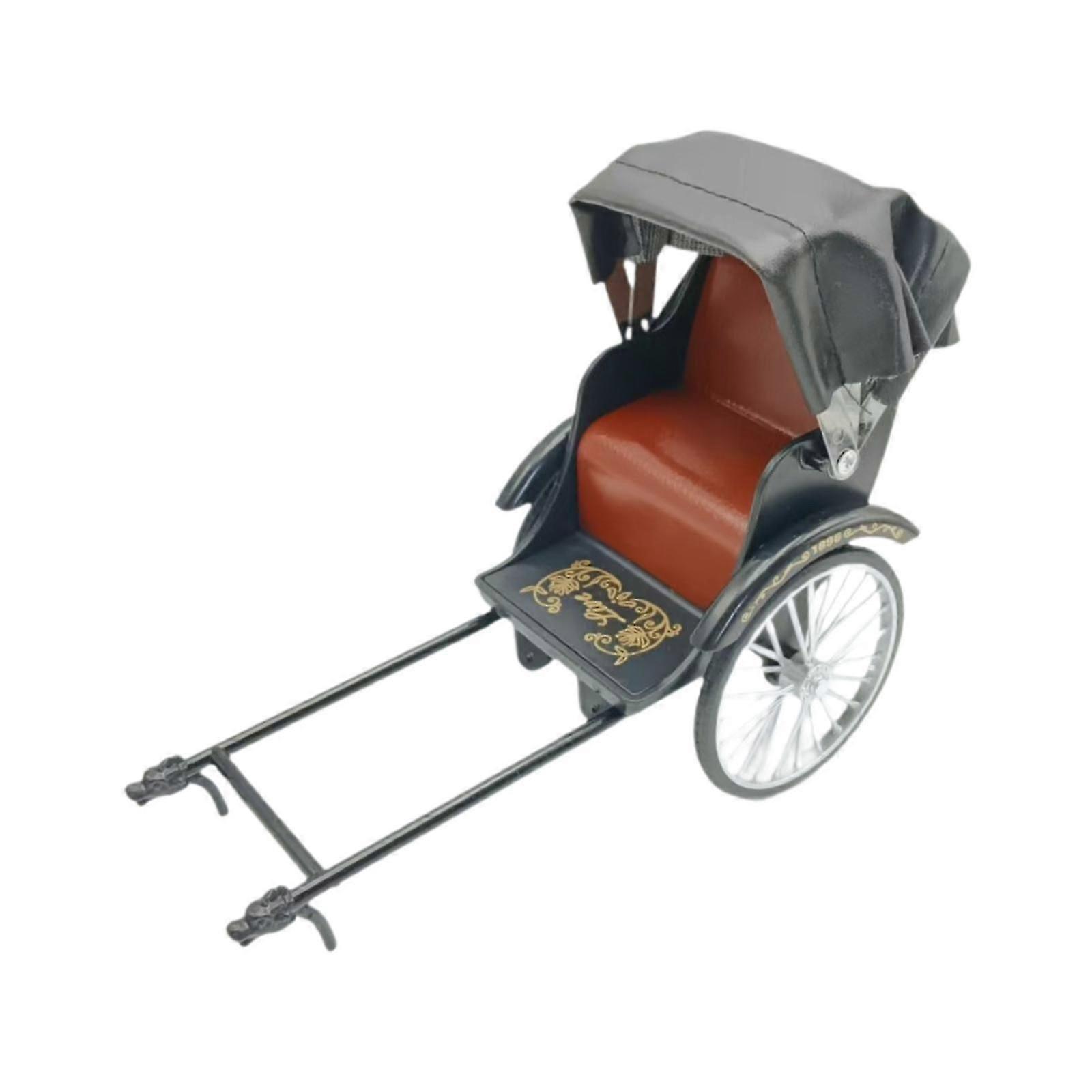 Vintage Rickshaw Decorative Simulation Pull Model Vehicle Alloy Model for Adults