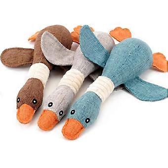 Dog Toys For Light Aggressive Chewers Bite-resistance To Molar Teeth Cleaning Linen Plush Toy Squeaky Goose For Small Medium Dogs