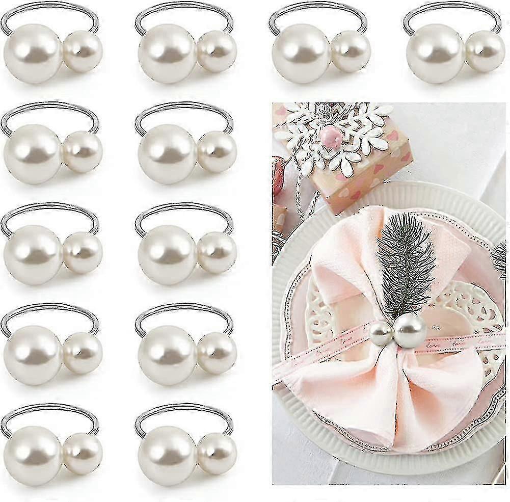 طقم خواتم منديل لؤلؤي من 12 ، حاملات مناديل ذهبية لتناول الطعام الرسمي وغير الرسمي