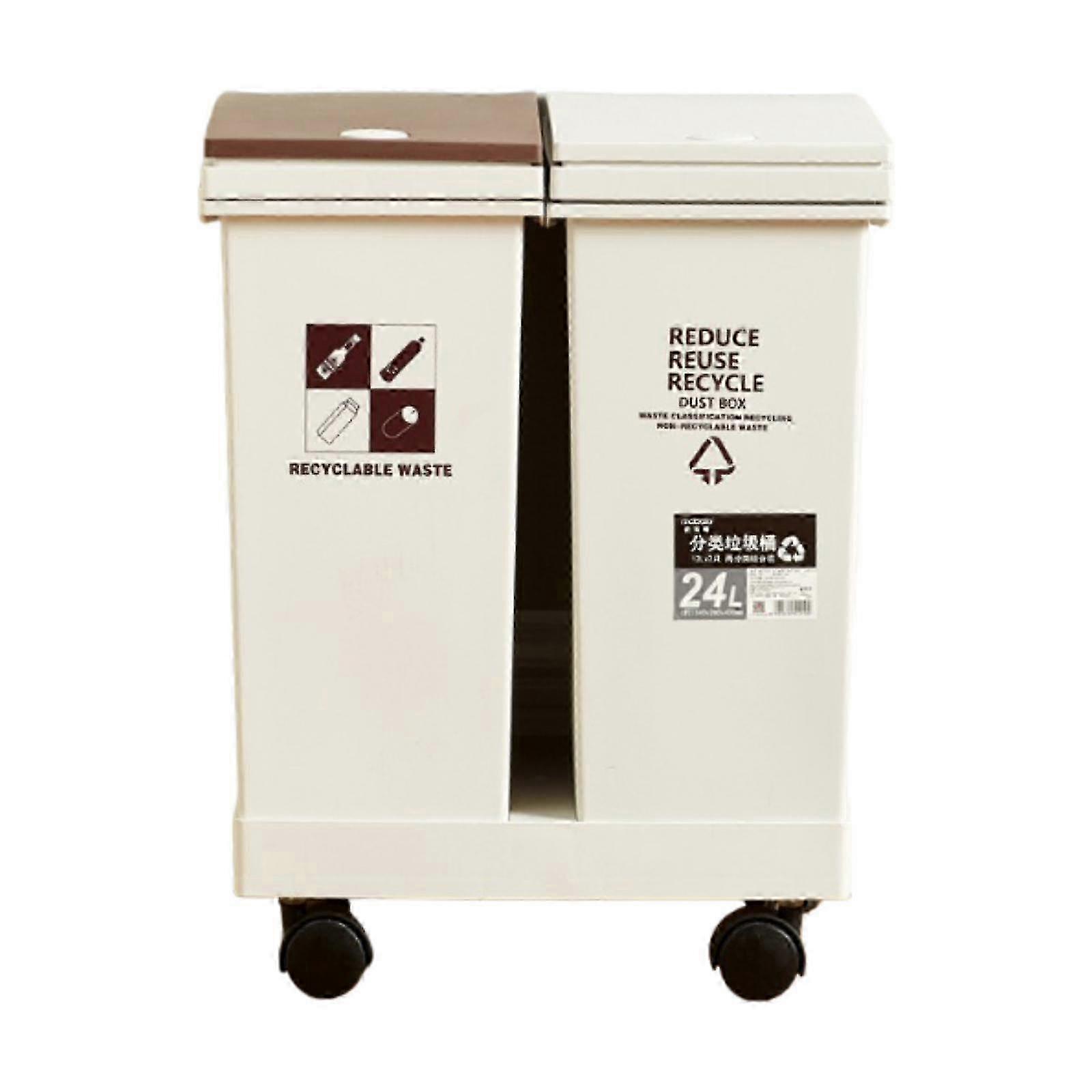 24L Kitchen Waste Bin with Wheels for Study, Garage, and Entryway �C Ideal for Home Use