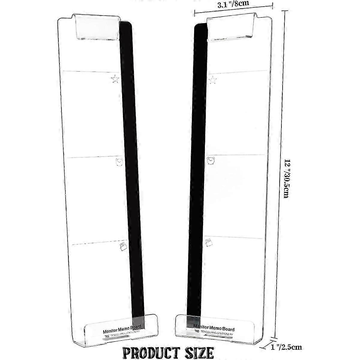 2 Pack Computer Monitor Memo Board Multi-Function Message Board Transparent Display Side Panel forWhite SZRH