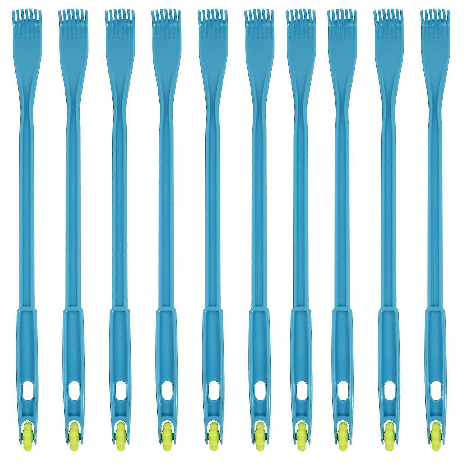 Blue Plastic Back Scratcher with Massage Roller for Daily Use Durable and Practical 10pcs