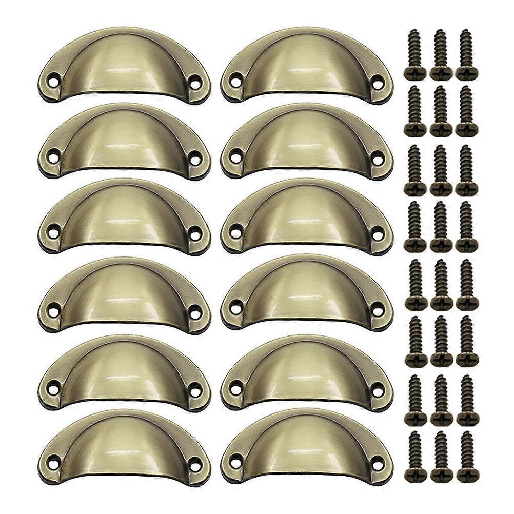 Cabinet Handles And Knobs 12Pcs Semi-Circular Shell Retro Style Homeowners Kitchen Renovation Golden Practical
