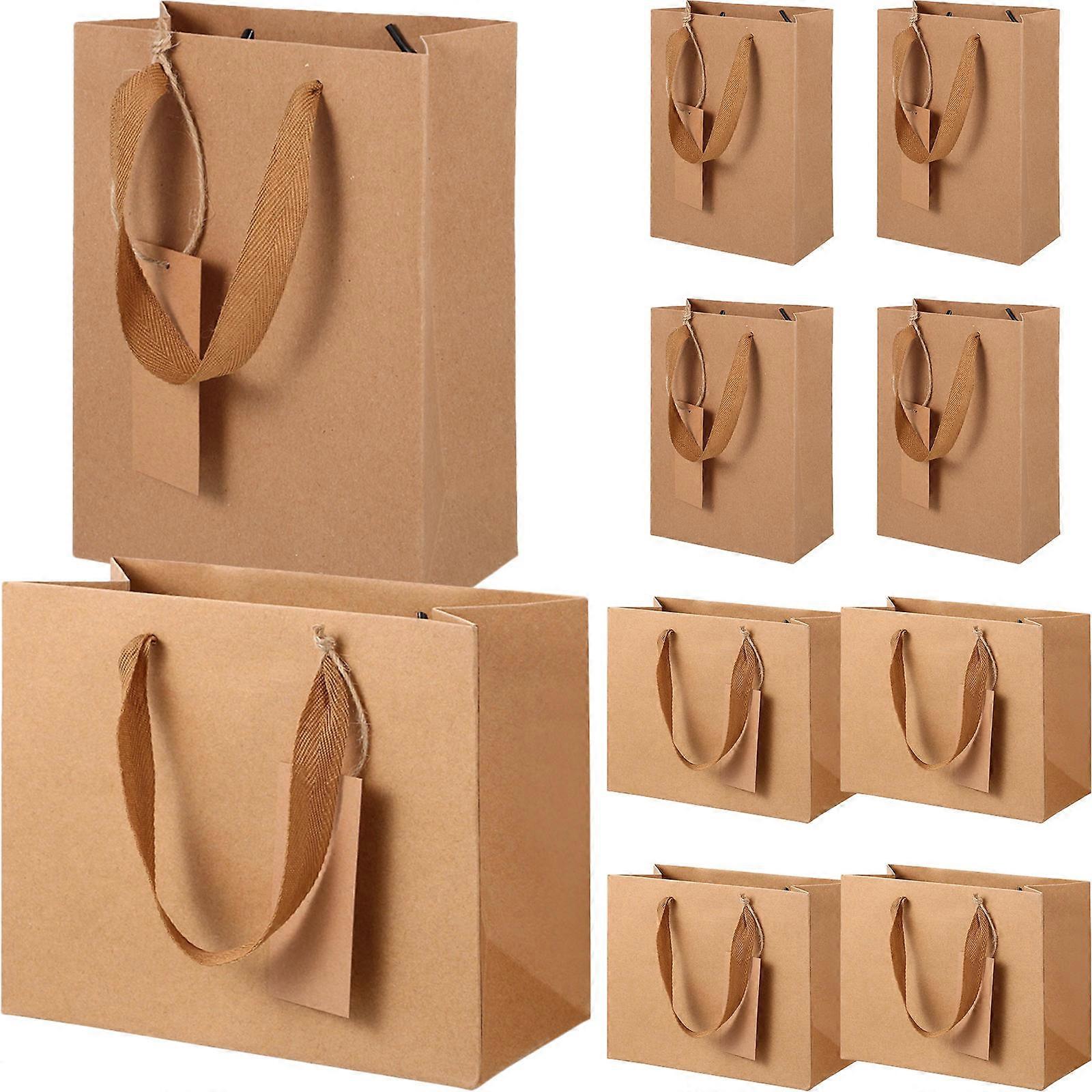 Brown Kraft Paper Bags present Wrapping Storage Party Supplies Rectangular Foldable Design 10Set