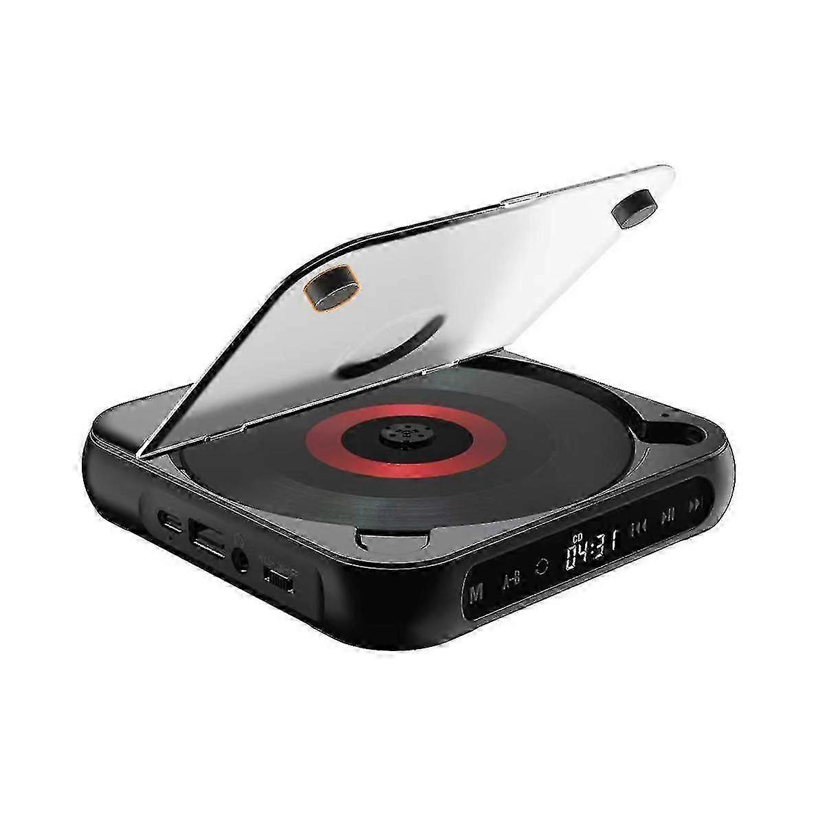 Portable Bluetooth CD Player with Stereo Sound, LED Display, Wall-Mountable Music Speaker System