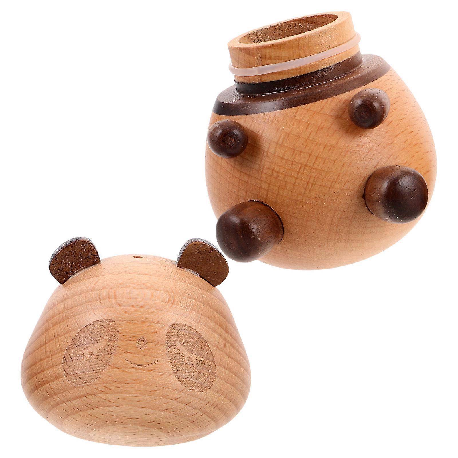 Wooden Toothpick Case Cartoon Shaped Toothpick Storage for Kitchen Table and Home Decor Light Brown 4.1X3.0X2.6in 1Pack