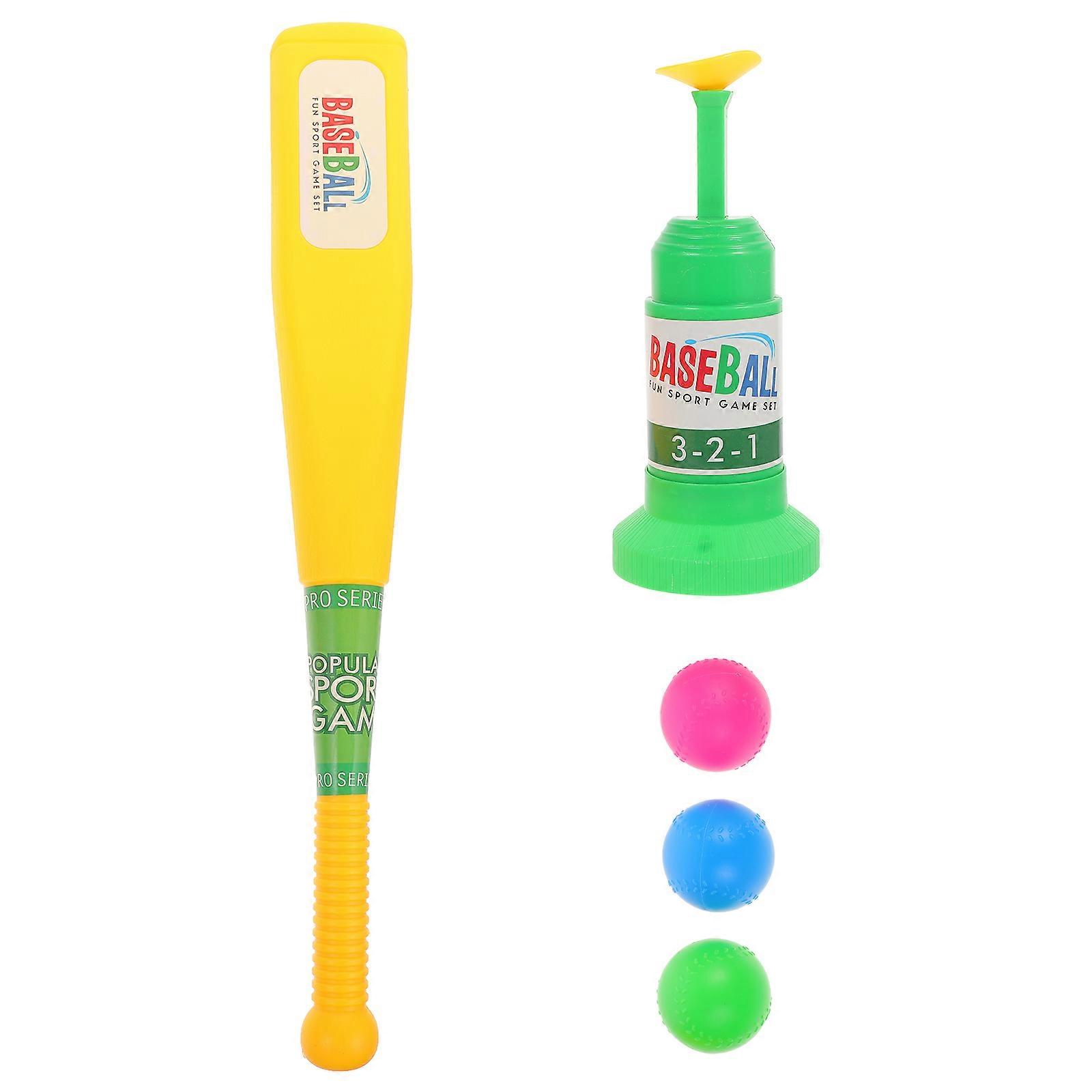 Childrens Baseball Toy Set Sports Training Pitching Machine Colorful Bat Shape 1Set