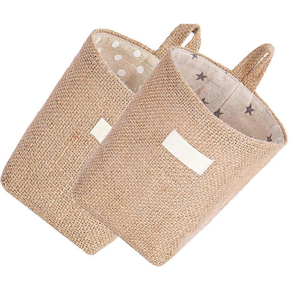 Wall Mounted Storage Basket Multi-Function Storage Basket Desktop Organization Beige With Dots 5.1X4.7X3.1in 2Pcs