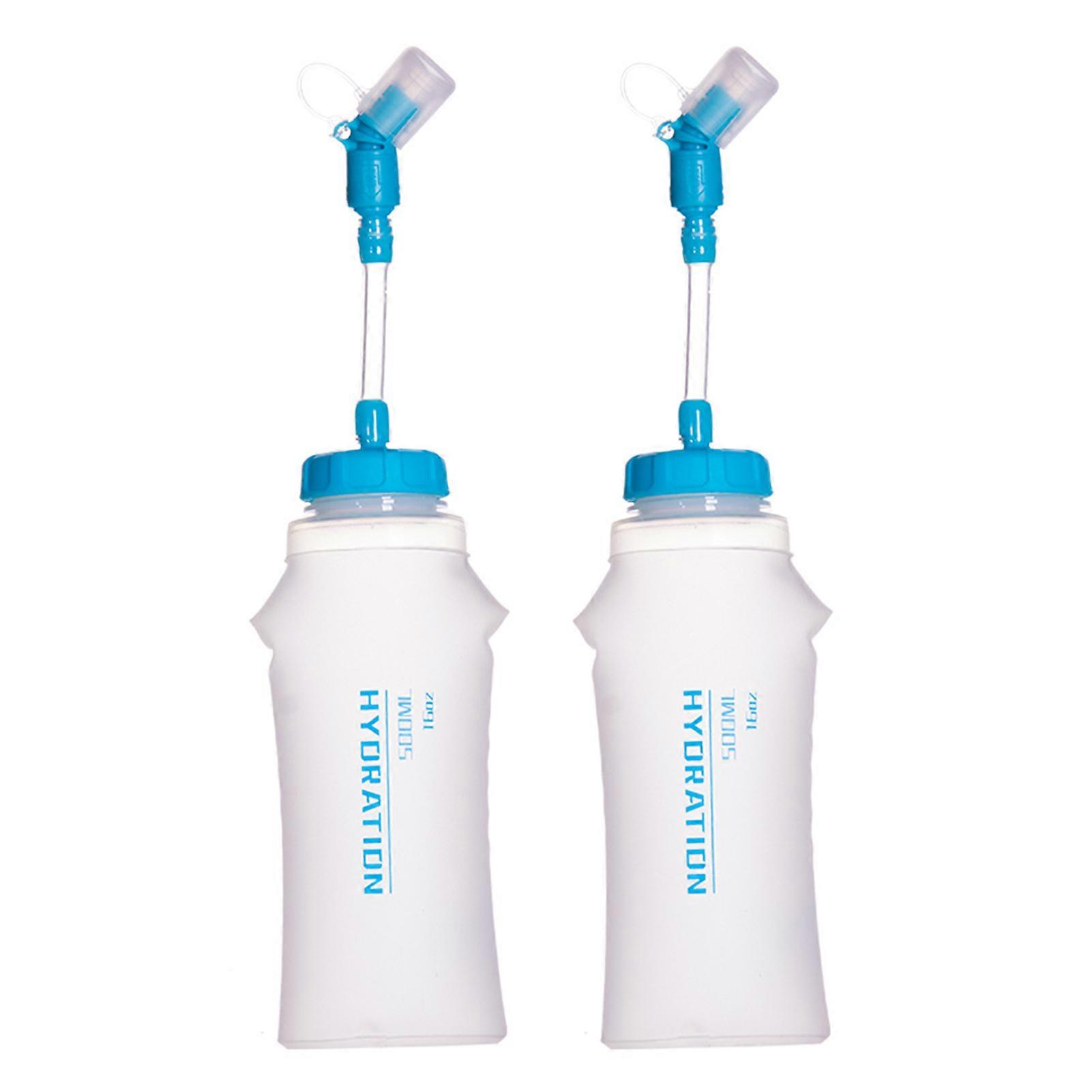 500ml TPU Soft Flask Collapsible Sports Water Bottle 2pcs for Running Hiking Cycling Climbing Jogging Marathon Hydration Pack