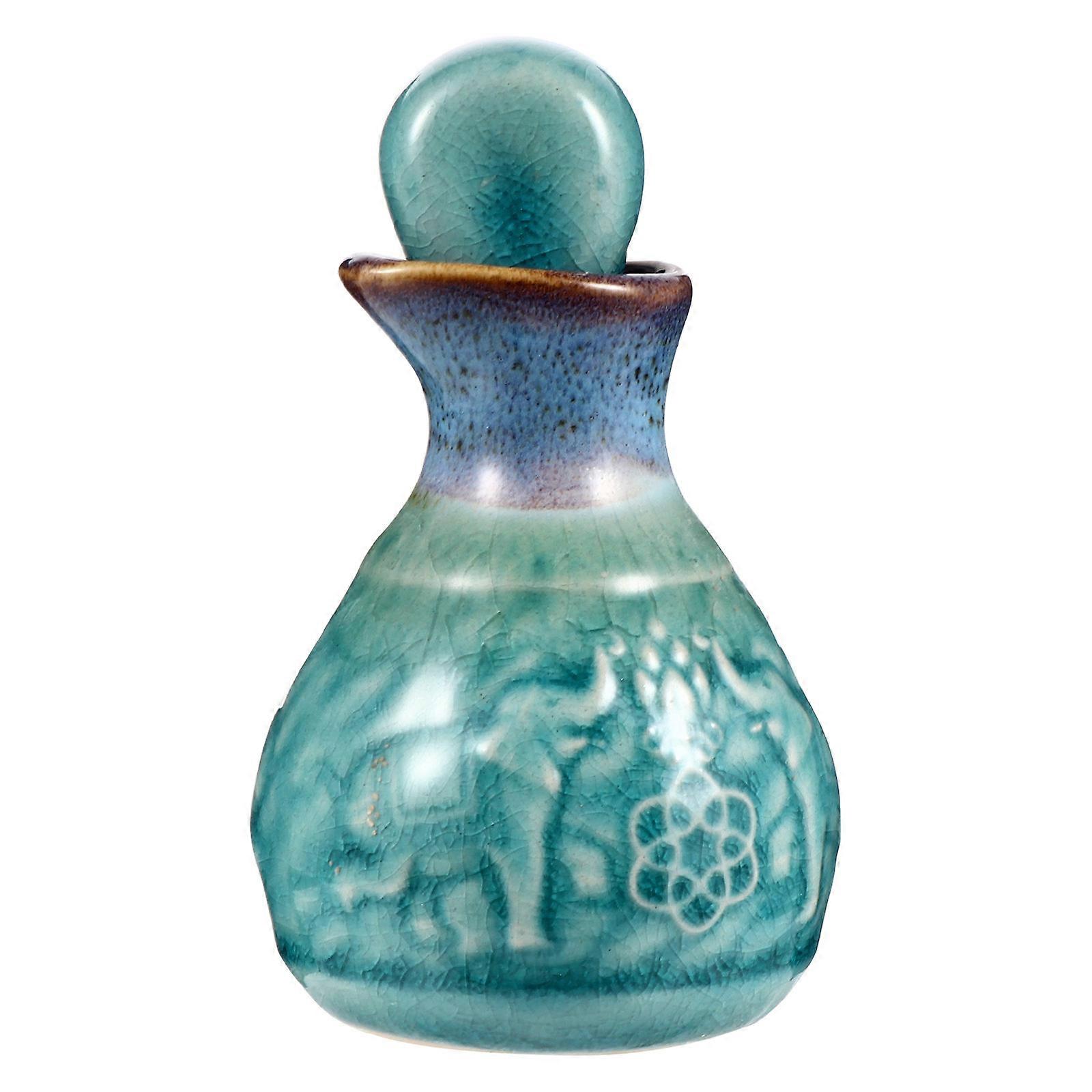 Ceramic Oil Bottle Storage 9.5X5.5cm Blue 1Set
