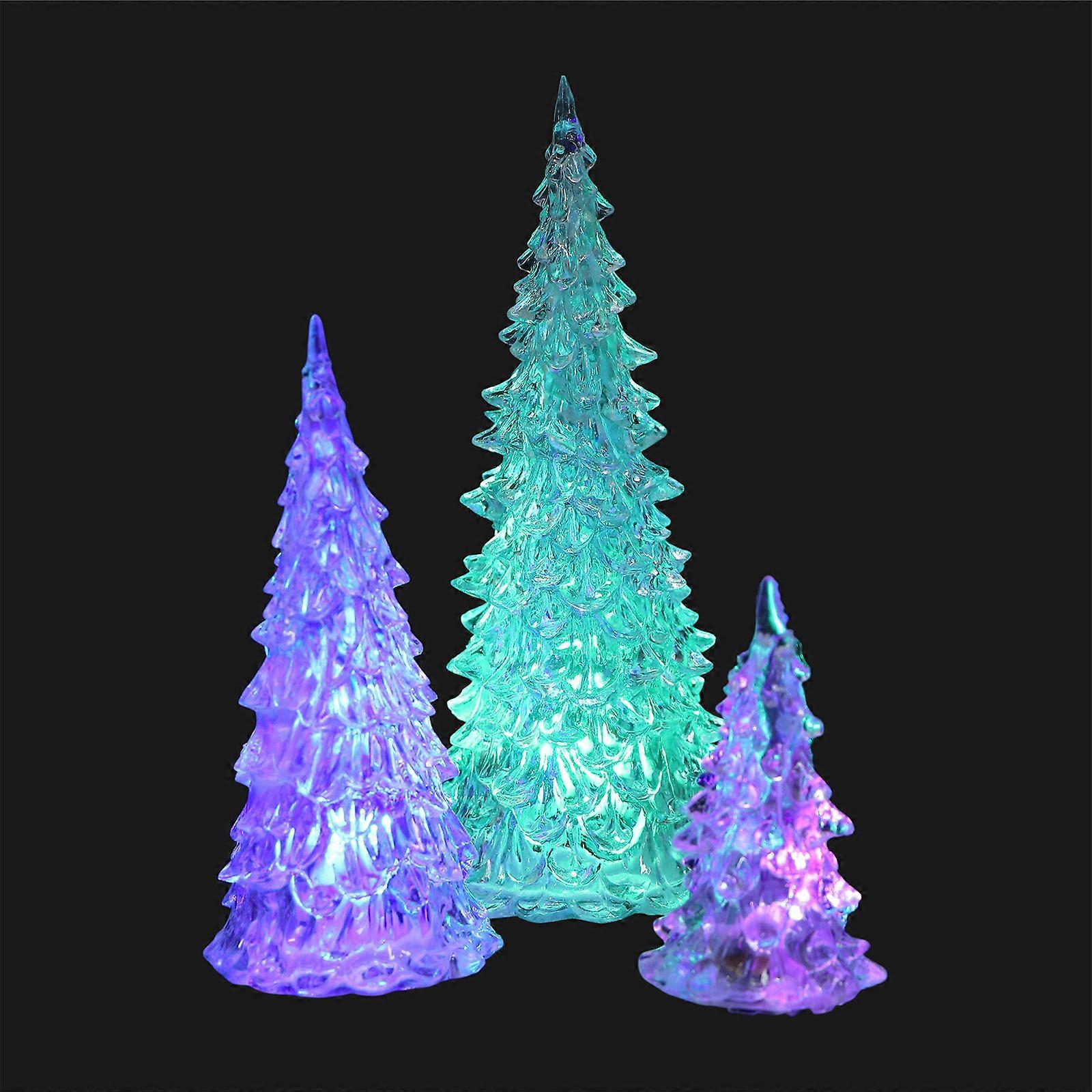 Tree Figures Tabletop Glowing Christmas Tree LED Lighting Modern Party Decoration 3Pcs