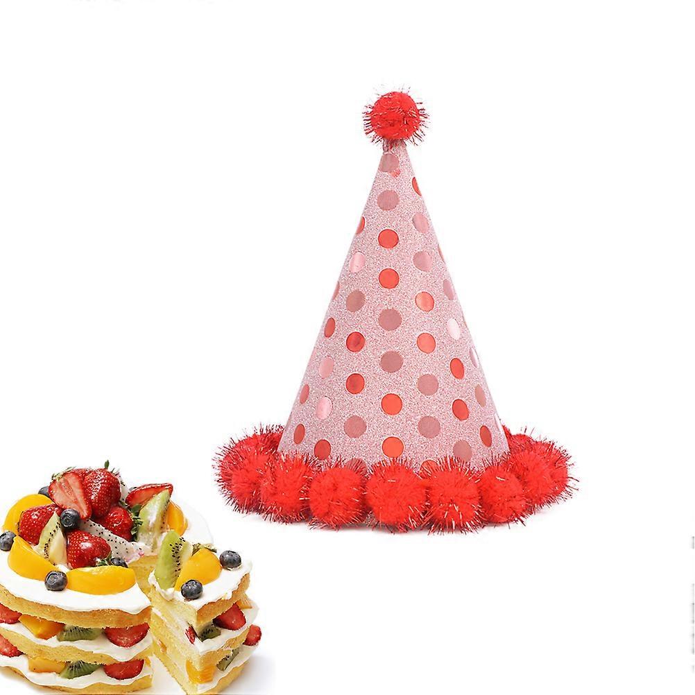 Party Birthday Hat Photo Prop Conical Shape Red Colorful Party Hats 1Pack