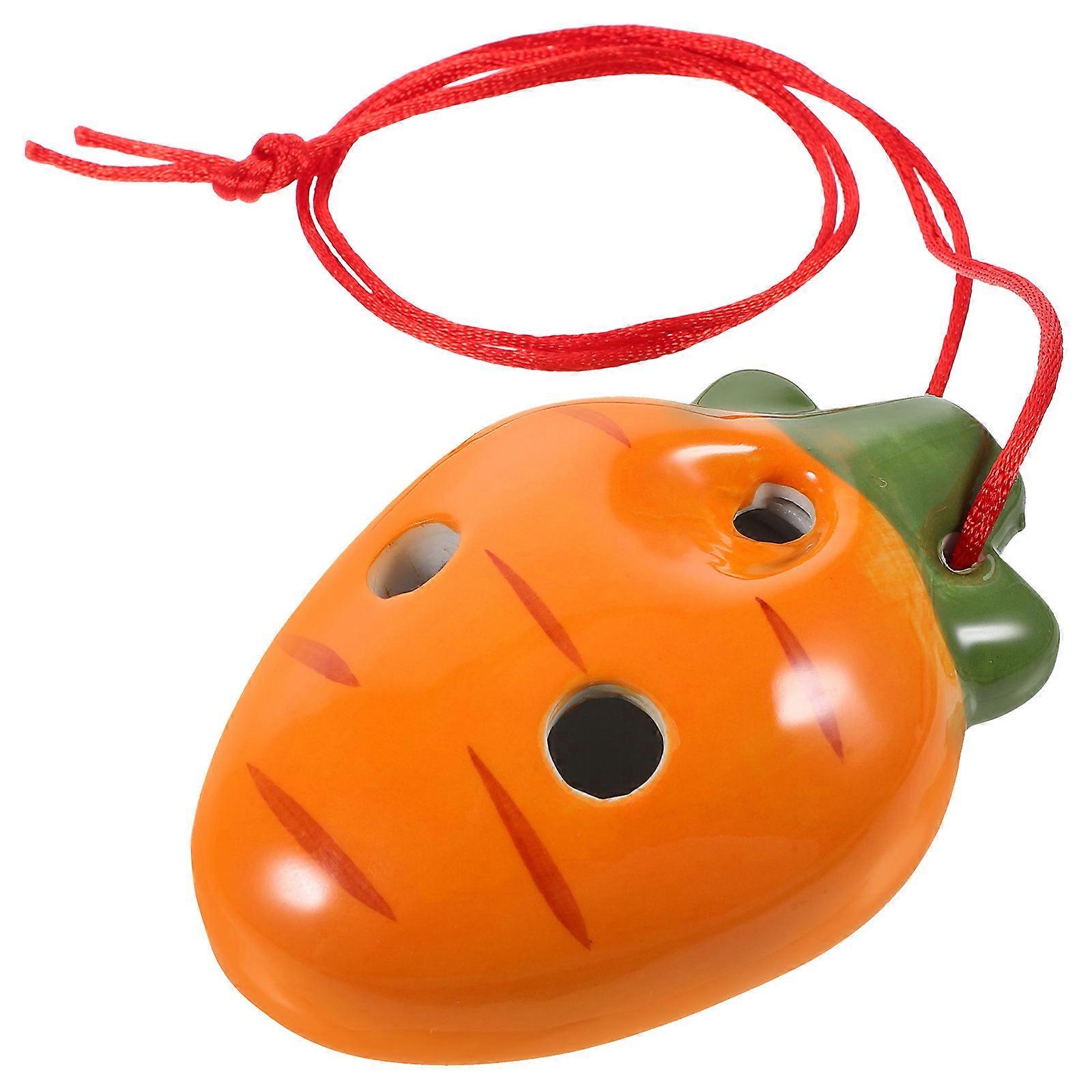Ceramic Ocarina, Carrot Shaped Musical Instrument for Beginners, Easy to Play with Unique Cartoon Design and Clear Sound