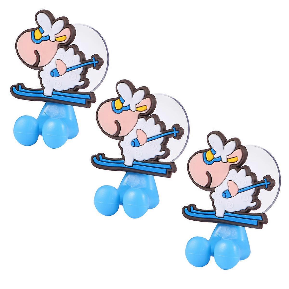Bathroom Accessories Toothbrush Holder With Suction Wall Mounted Blue 3Pcs Kids
