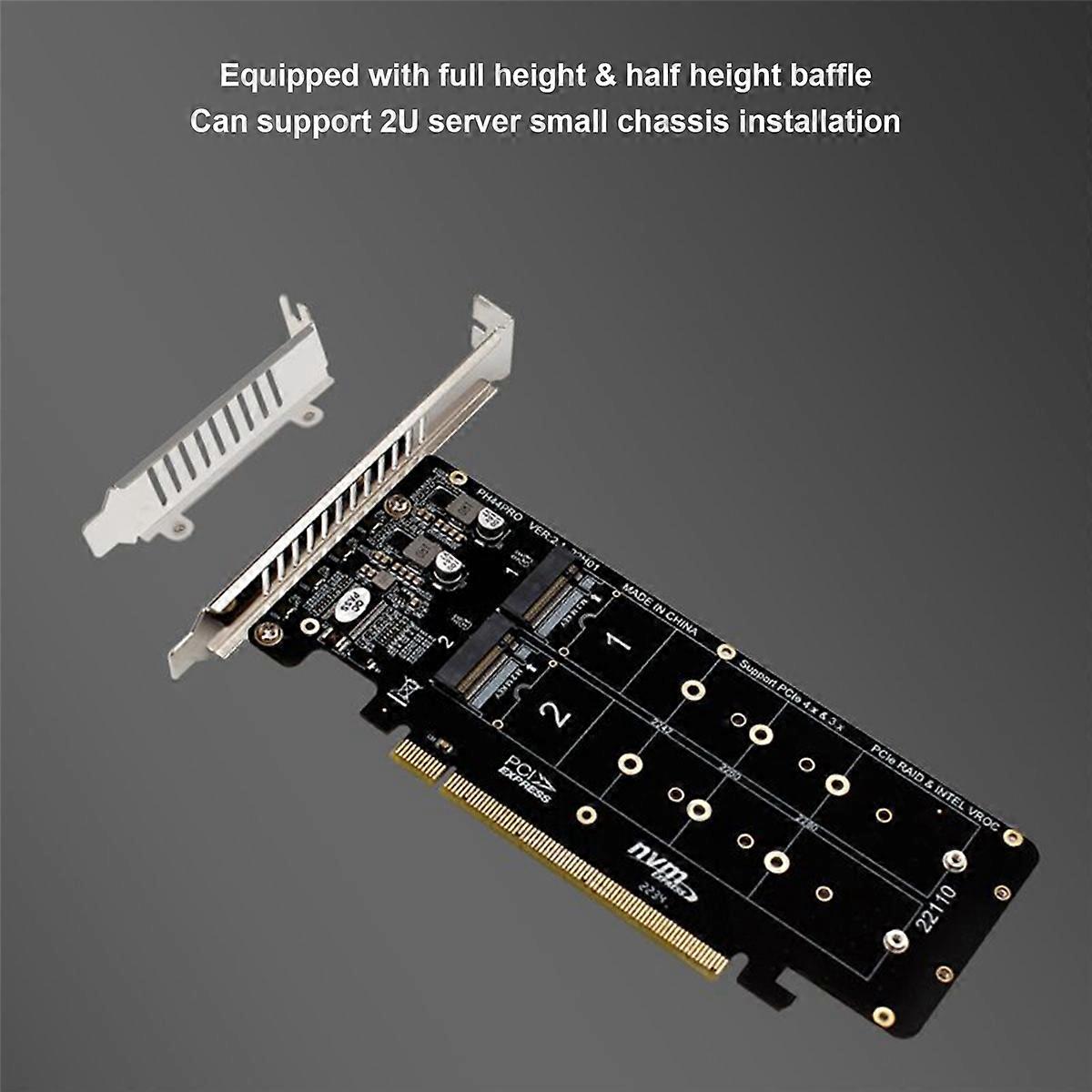 3X PCIE X16 to M.2 M-Key NVMEx4 SSD 2U Server Riser Card Double-Sided 4-Disk NVME PCI-EX16 Split Car