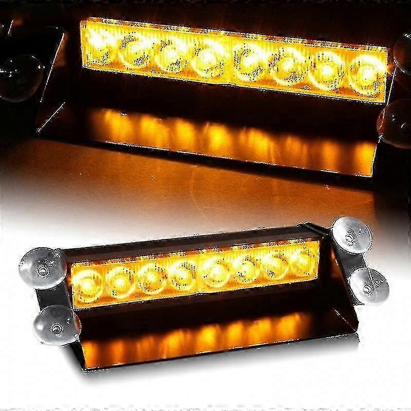 LED Windshield Dash Emergency Flash Strobe Warning Light Bar for Vehicles with Suction Holder