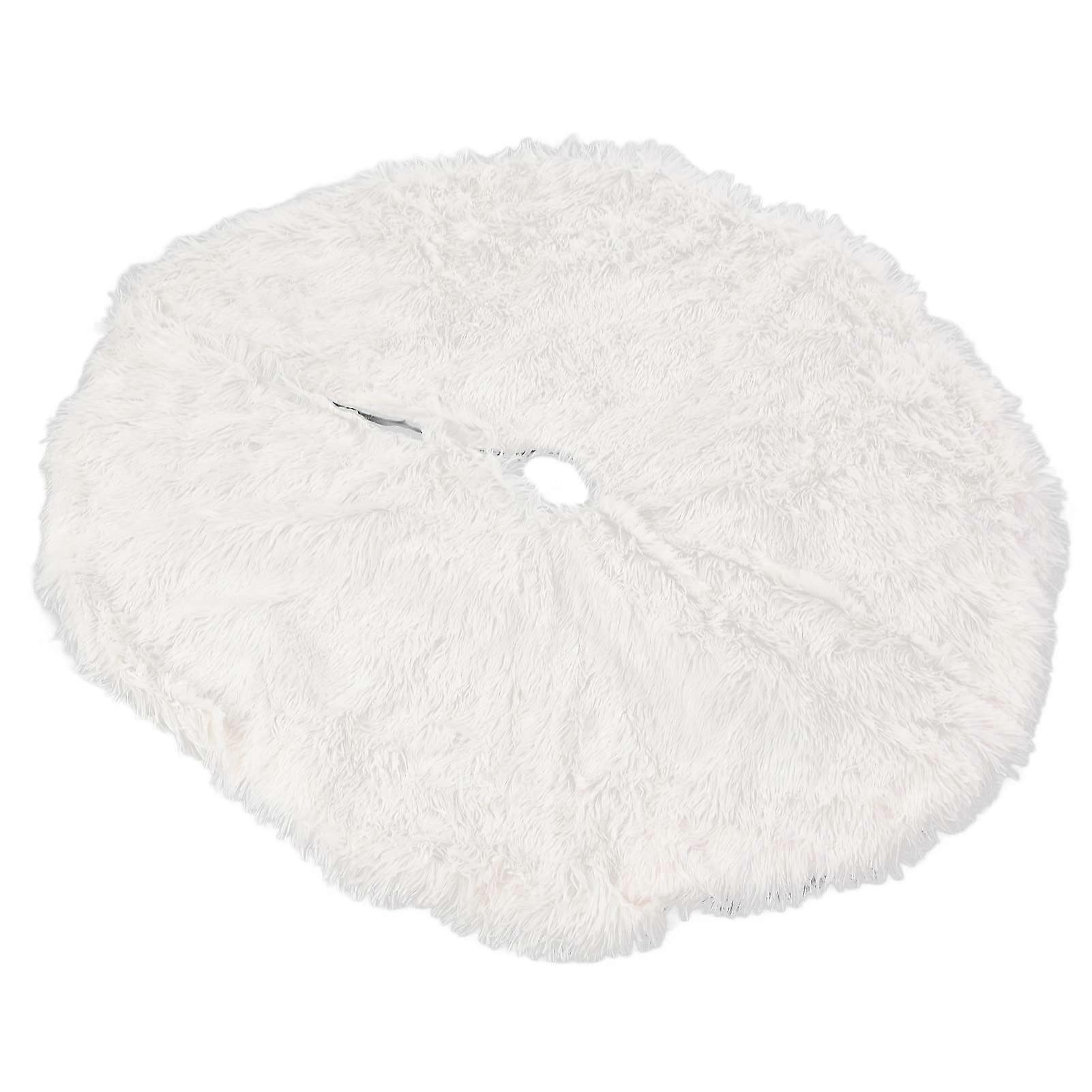 Plush Christmas Tree Skirt, Double-Layer Snow White, Luxury Plush, Eco-Friendly, 101.6 cm