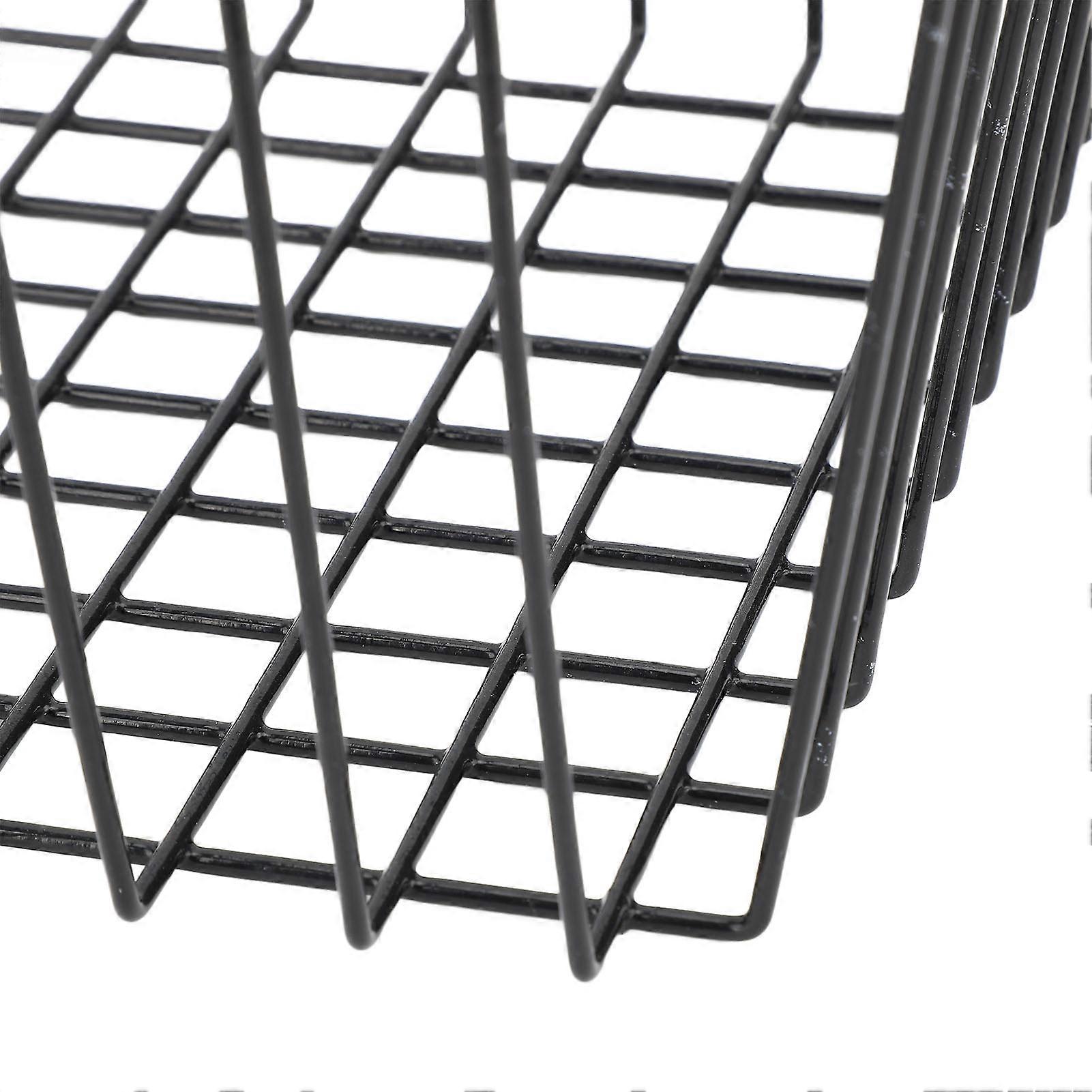 Set of 2 Stackable Chest Freezer Storage Bins, Deep Basket, Black Wire (L 56.5cm x W 25.2cm x H 24cm, 7cm Handle)