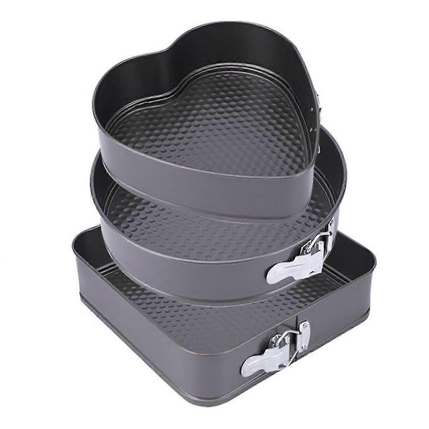 3Pcs Springform Cake Pan Non-Stick Cheese Cake Pan, Removable Bottom Leakproof Cake Pan for Baking E
