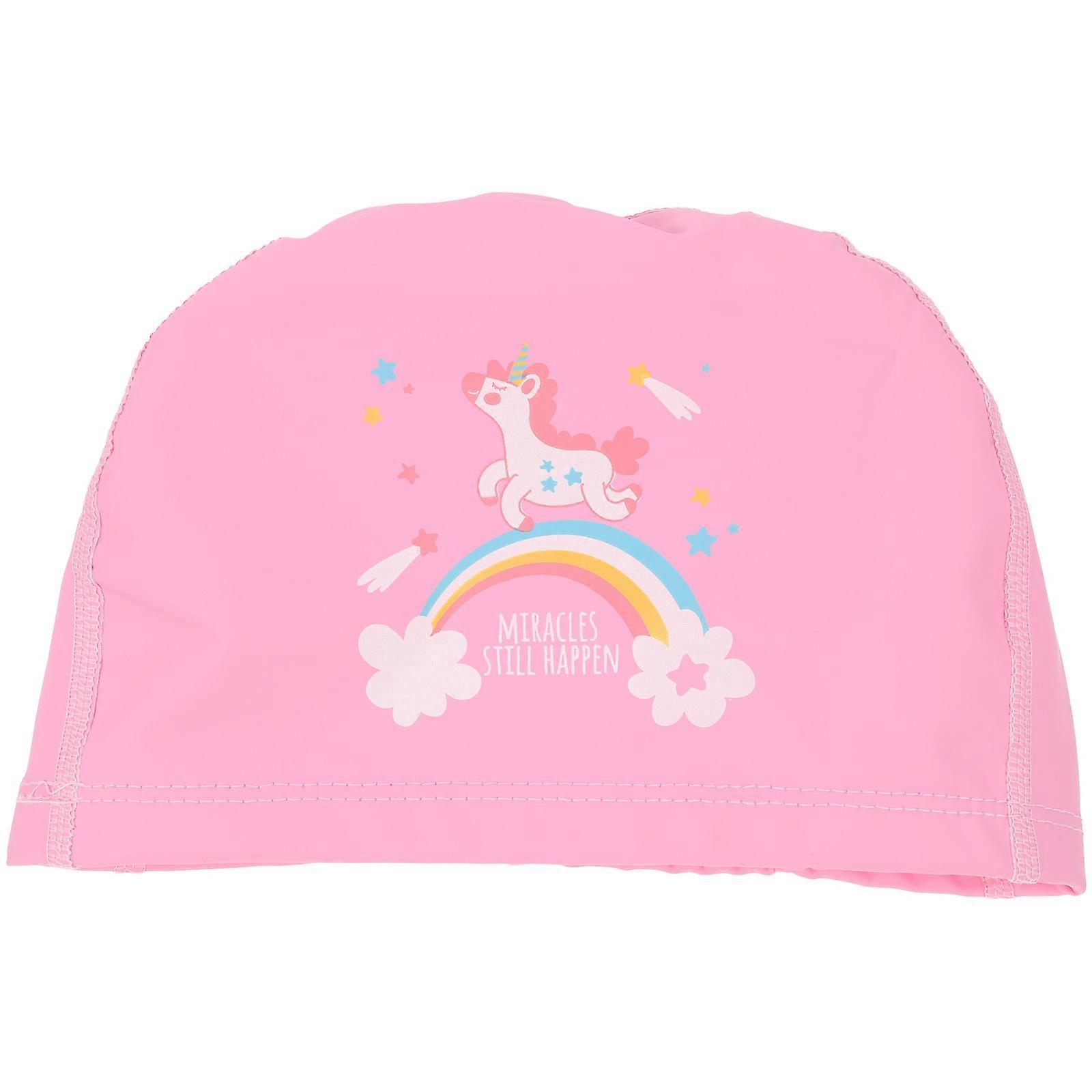 Cute Pink Unicorn Swim Cap with Ear Protection – Comfortable, Stretchable Swimming Hat for Pool and Beach Use